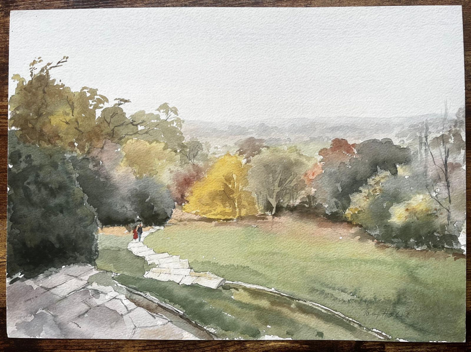 Anthony Herbertrichmond Park Landscape Painting View From Pembroke Lodge Autumn Trees photo furniture
