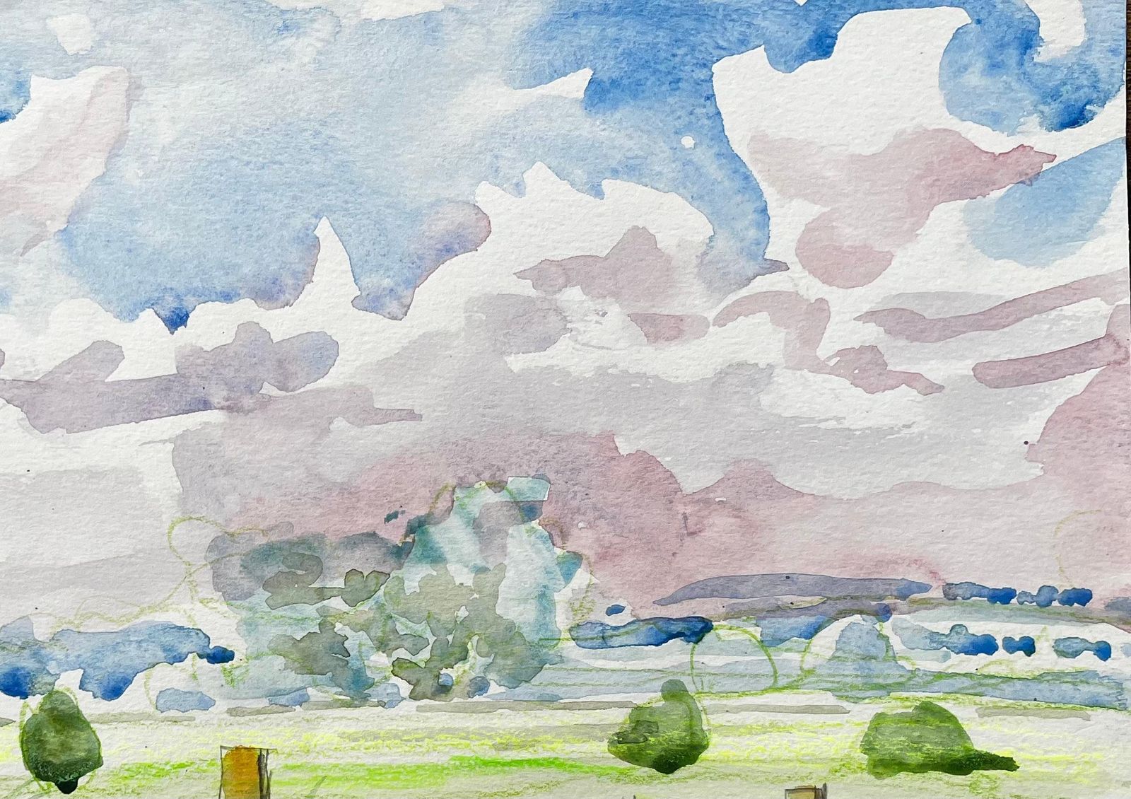 John Steane (B.1931)cuttleslowe Oxford Landscape With Trees Meadow And Summer Sky photo vinterior