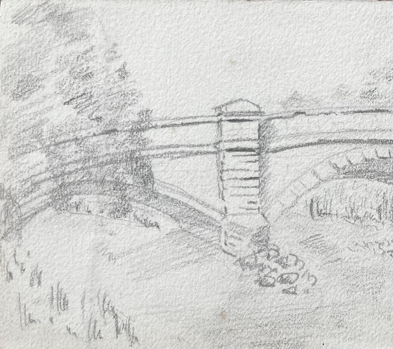 Anthony Herbertstone Bridge River Scene With Trees And Townhouse Pencil Drawing photo 352.0