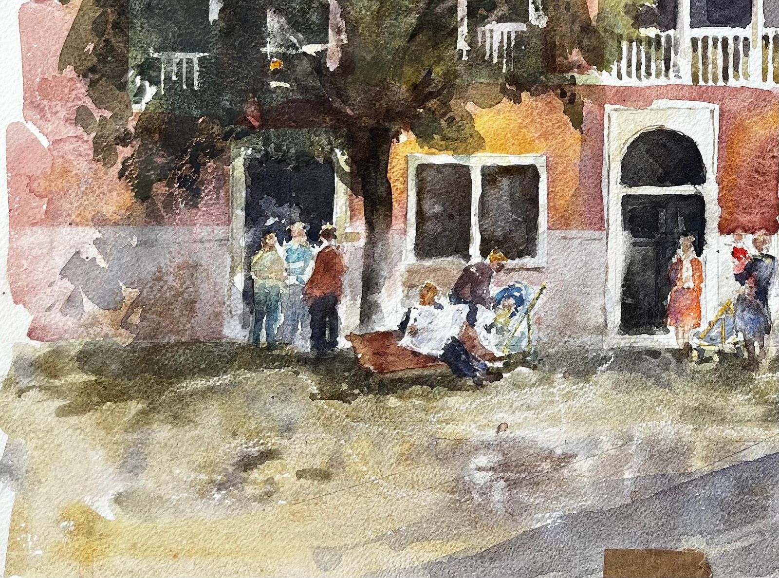 Anthony Herbertvenice Palazzo With Artists Painting En Plein Air Original Watercolour Scene photo 474.0
