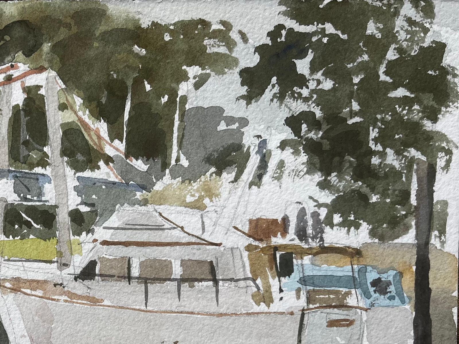 Anthony Herbertteddington Bridge River Thames Scene With Boat Swan And Trees Watercolour photo Art