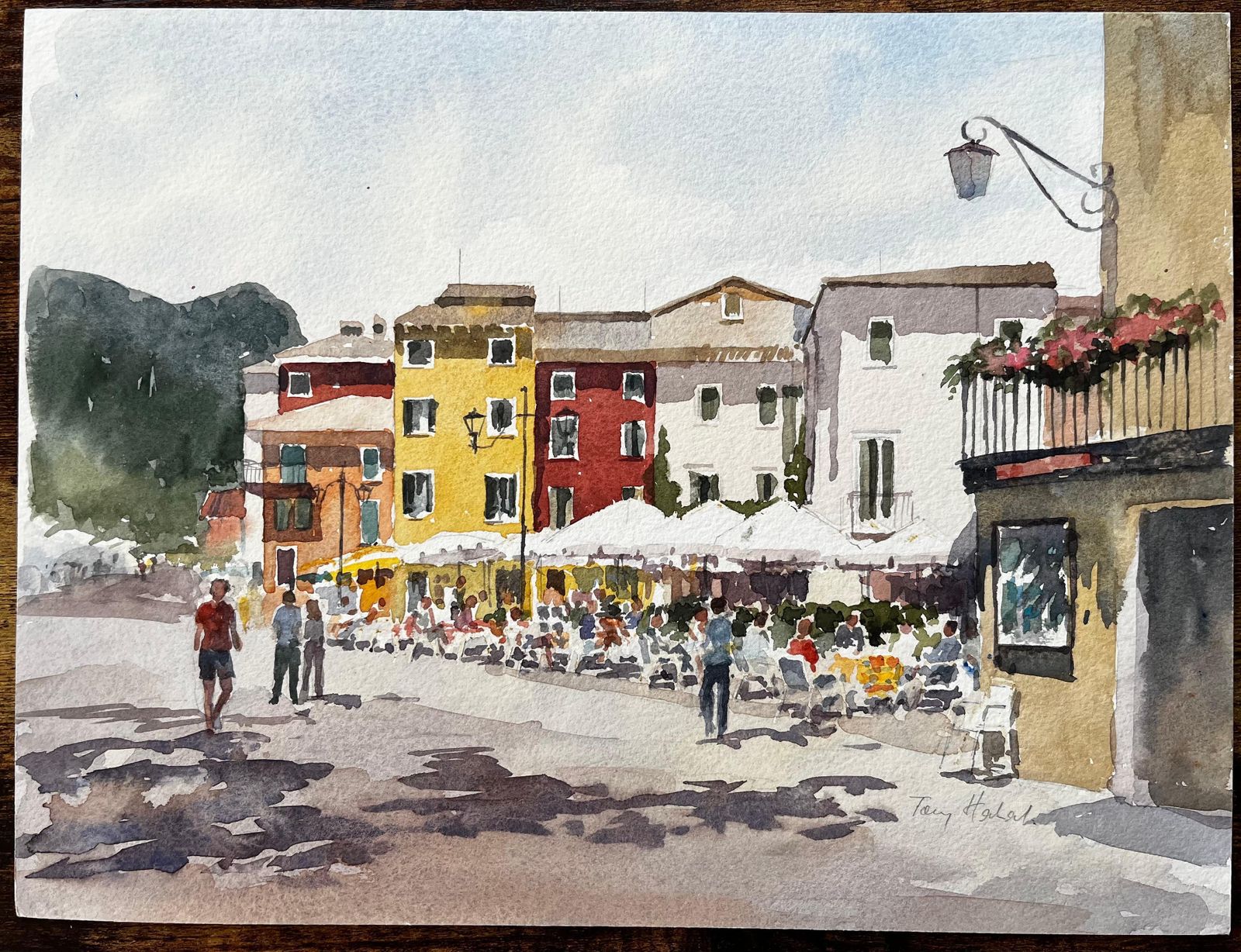 Anthony Herbertitalian Piazza With Colourful Buildings And Outdoor Café Continental Street photo furniture