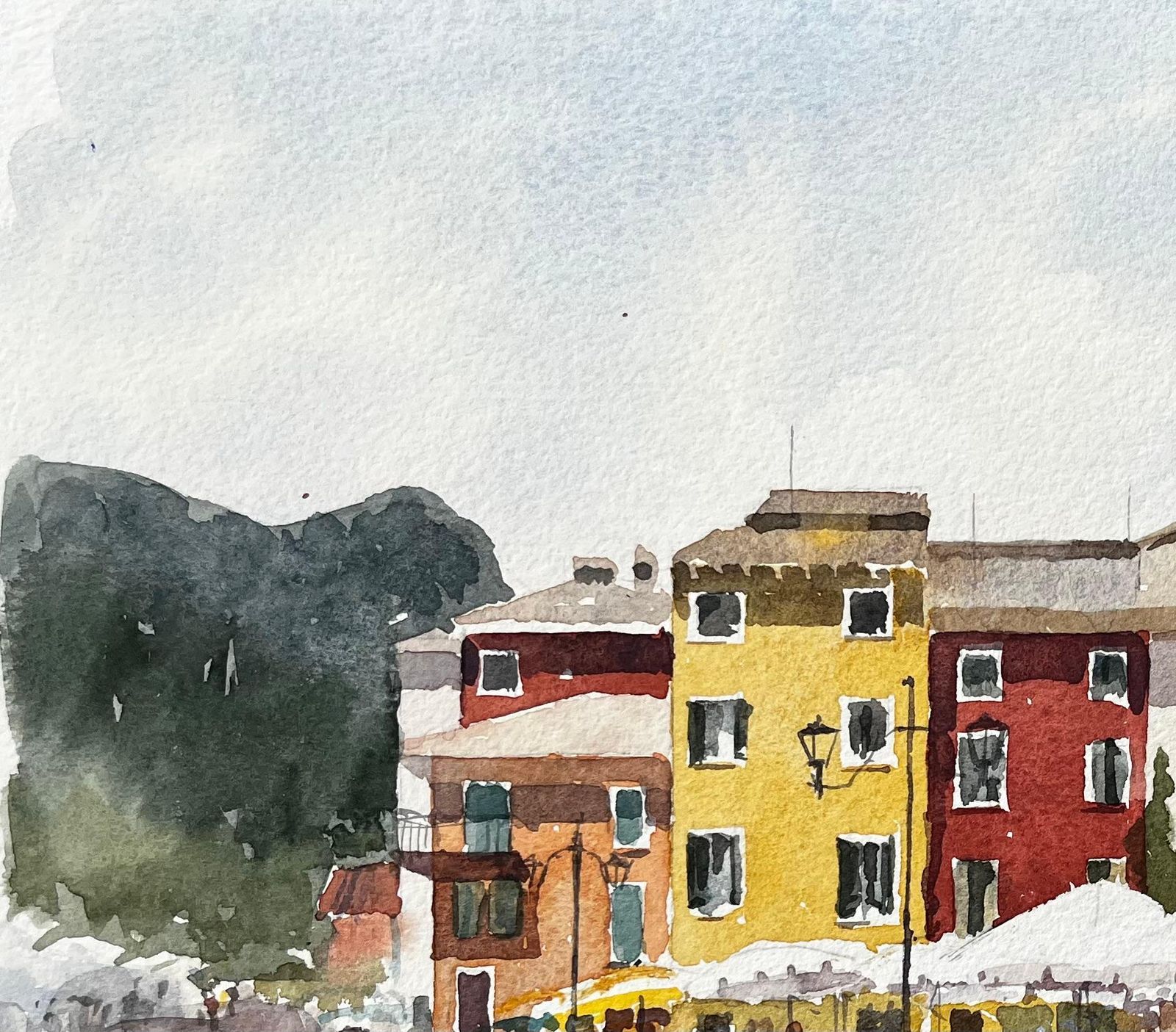 Anthony Herbertitalian Piazza With Colourful Buildings And Outdoor Café Continental Street photo Art