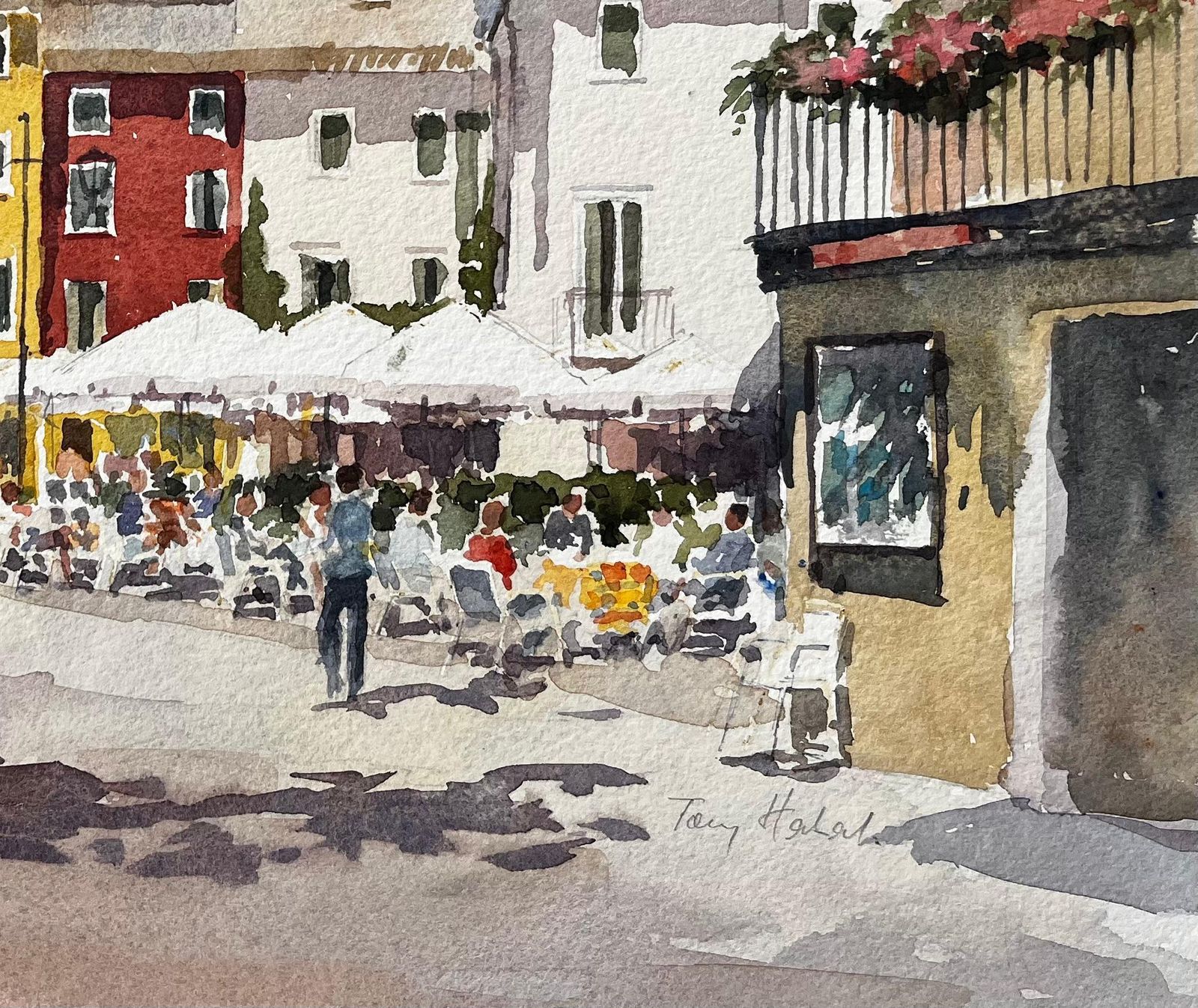 Anthony Herbertitalian Piazza With Colourful Buildings And Outdoor Café Continental Street photo 443.0