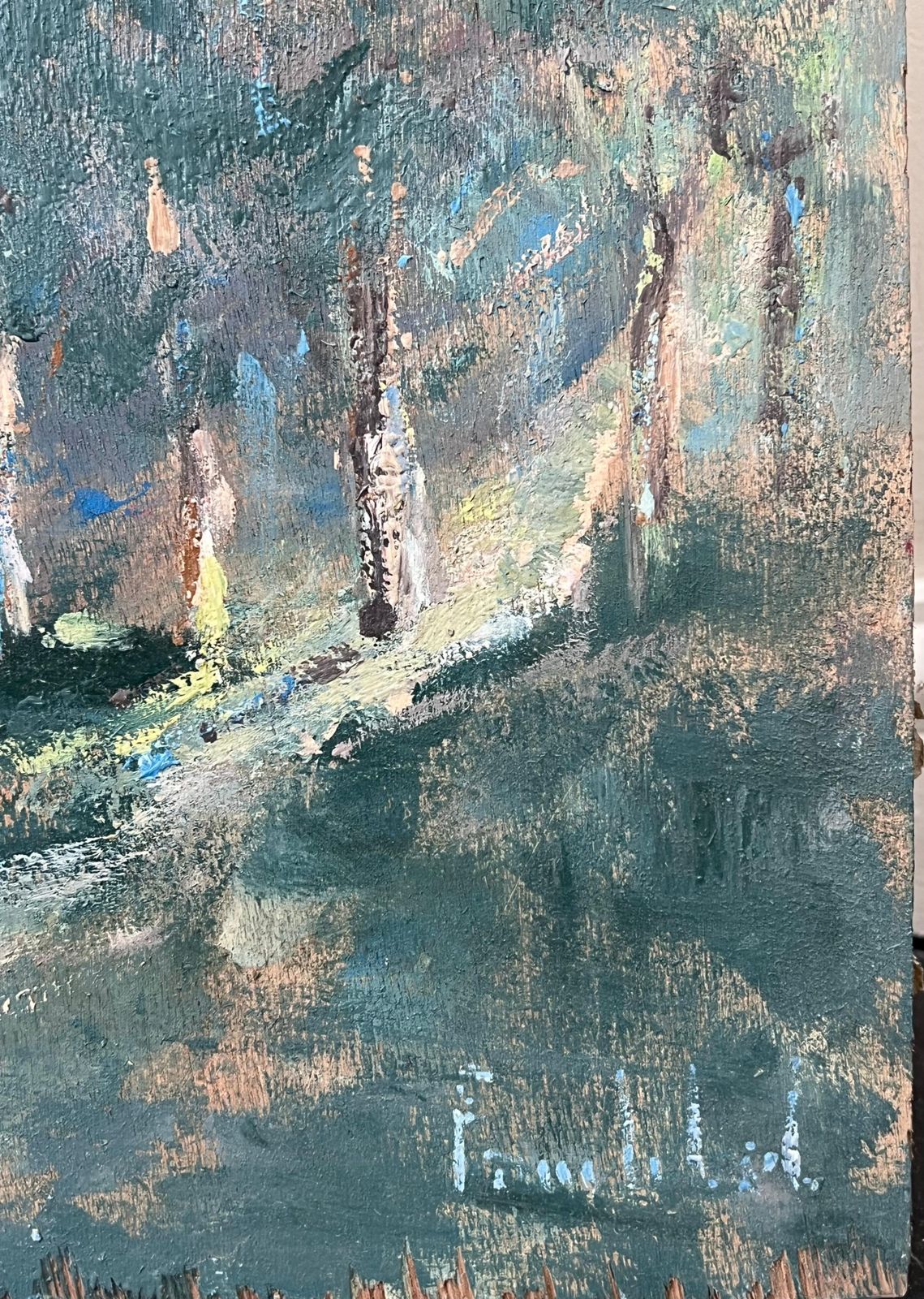 Fanch Leltwo Ladies In Sun Hats Strolling Through The Woodland Landscape Oil Painting photo for sale