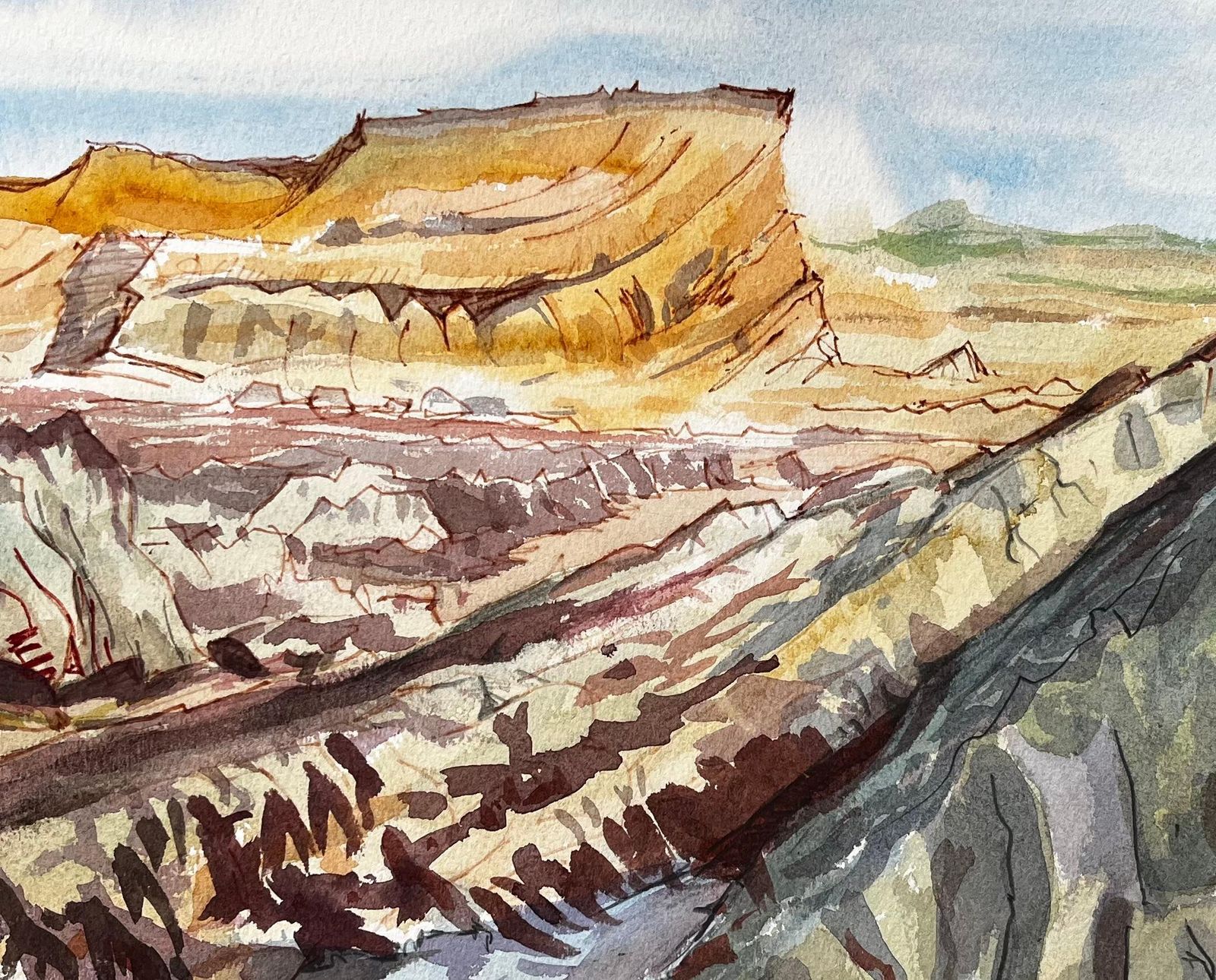 John Steane (B.1931)jurassic Cliffs Dorset Coast 1970s British Watercolour Landscape Painting1977 photo buy