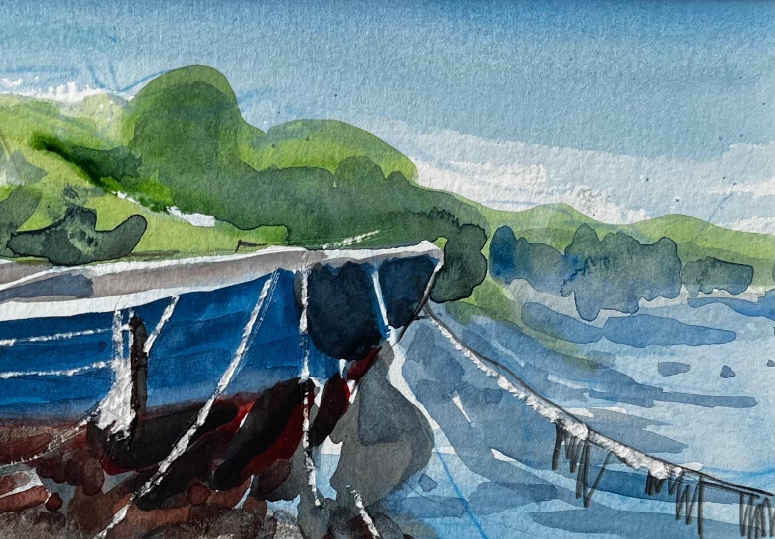 John Steane (B.1931)crete Harbour Beached Fishing Boat Greek Island Scene Mounted Watercolour photo 260.0