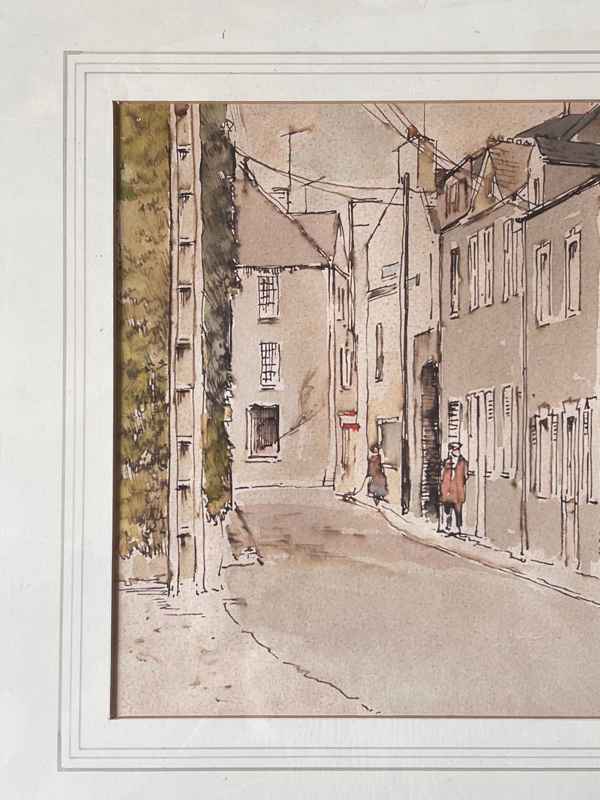 Anthony Herberta Quiet Narrow Street Lined With Pale Buildings British Watercolour Painting photo Art