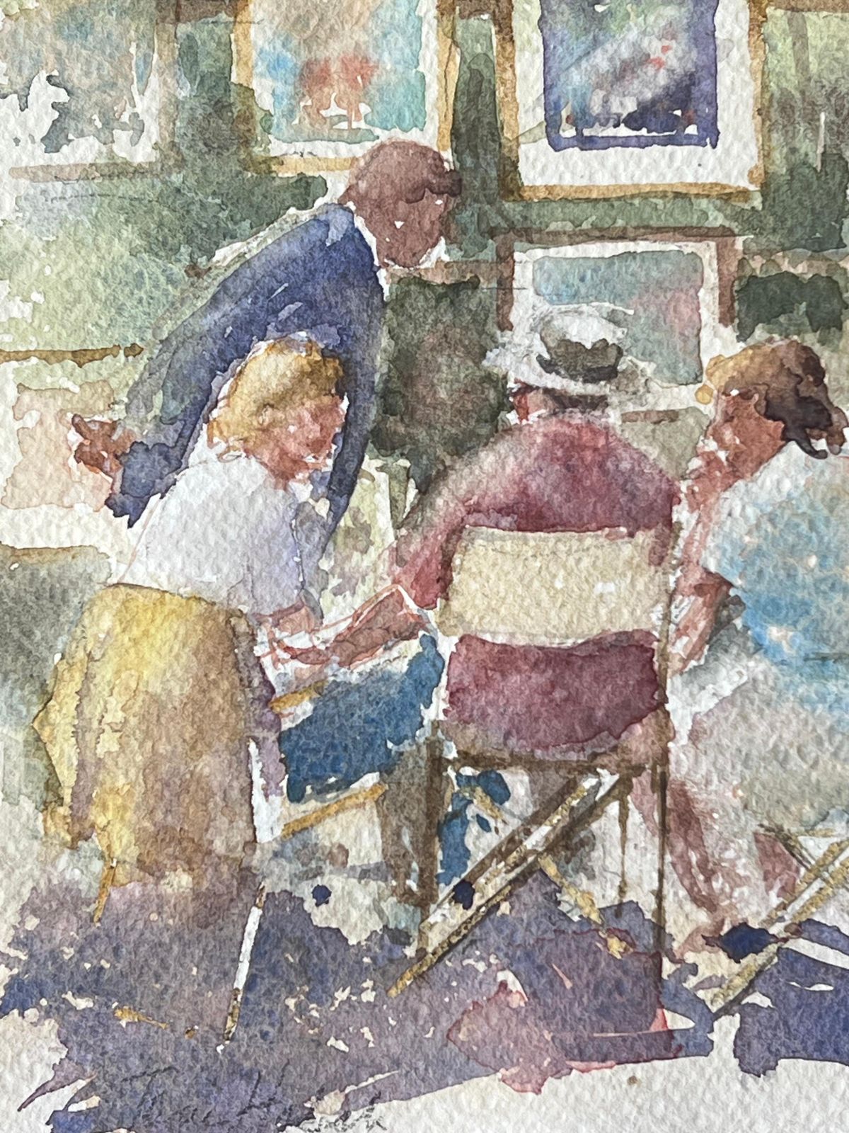 Anthony Herbertfigures Admiring And Discussing The Summer Outdoor Art Fair British Watercolour photo vinterior
