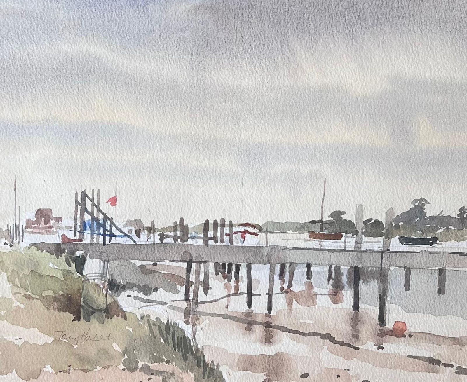 Anthony Herbertwalberswick Tidal Estuary With A Long Wooden Pier Stretching Across The Mudflats photo furniture
