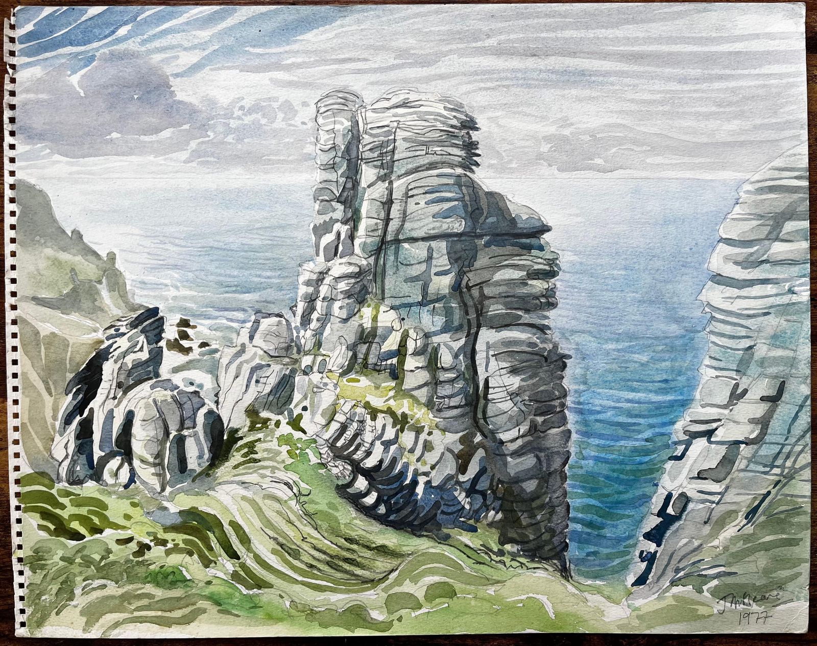 John Steane (B.1931)dorset Coast Rock Formations And Sea View 1977 By John Steane1977 photo furniture