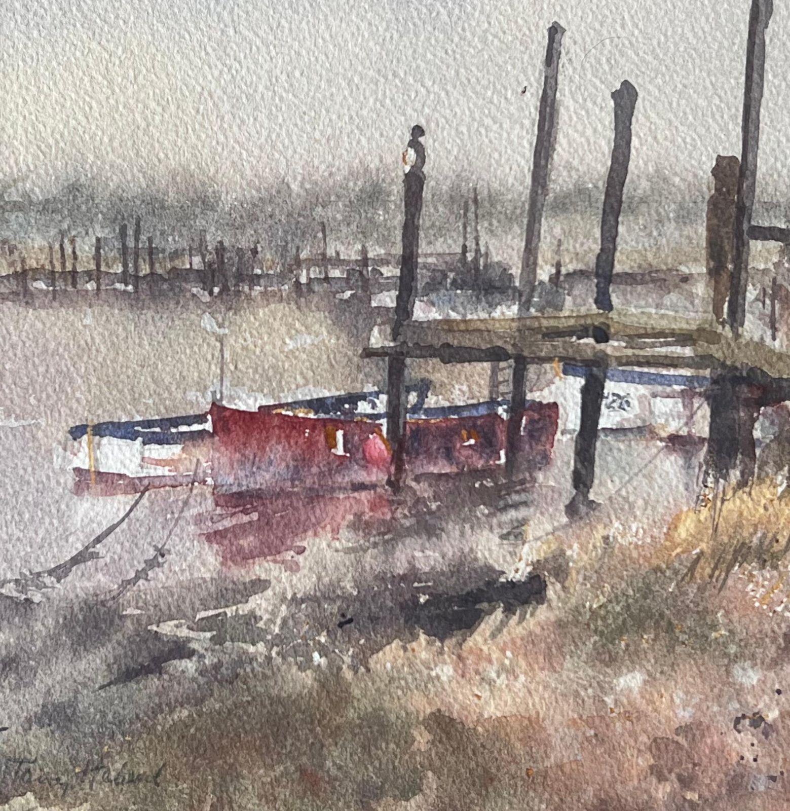 Anthony Herbertvertical Posts And Small Boats Moored Along The River Blyth Southwold photo Art