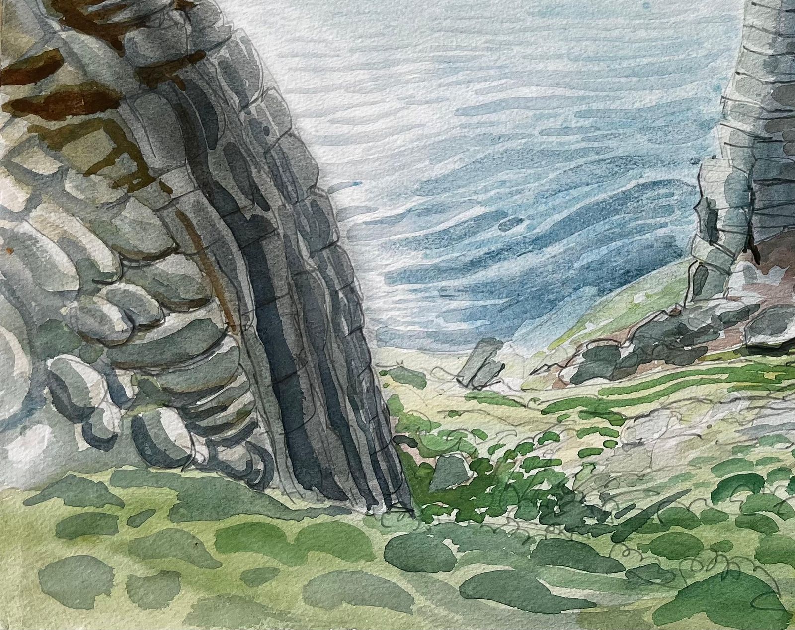 John Steane (B.1931)dorset Coastal Cliffs Seascape With Rock Formations Watercolour 19701977 photo 438.0