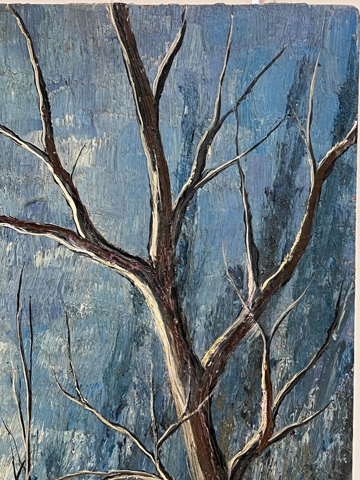 Jean Fouriebare Trees Along A Riverbend In Winter Light Oil Landscape Painting photo furniture