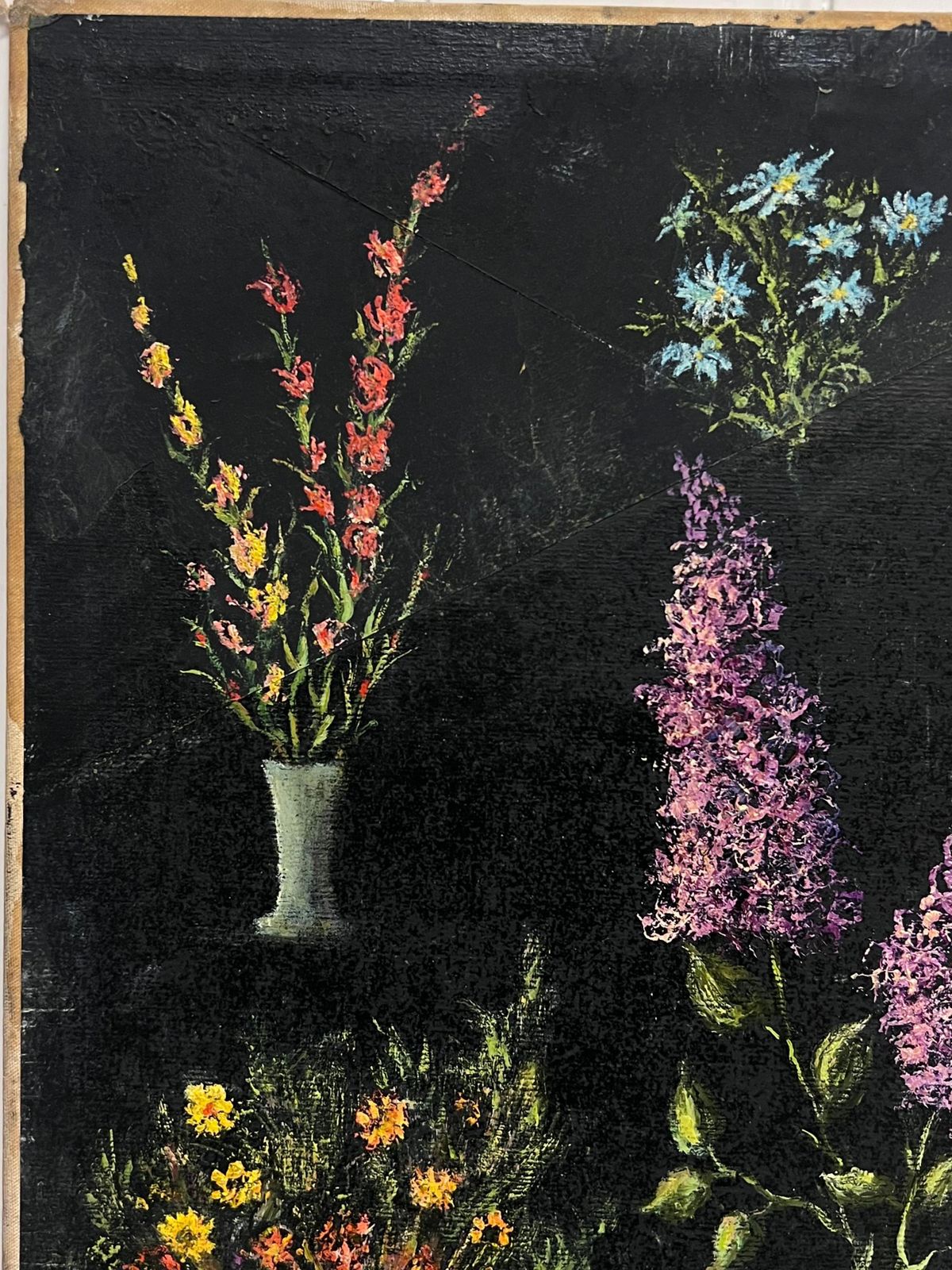 Jean Fouriestudy Of Garden Flowers On Black Back Ground Oil Painting photo 408.0