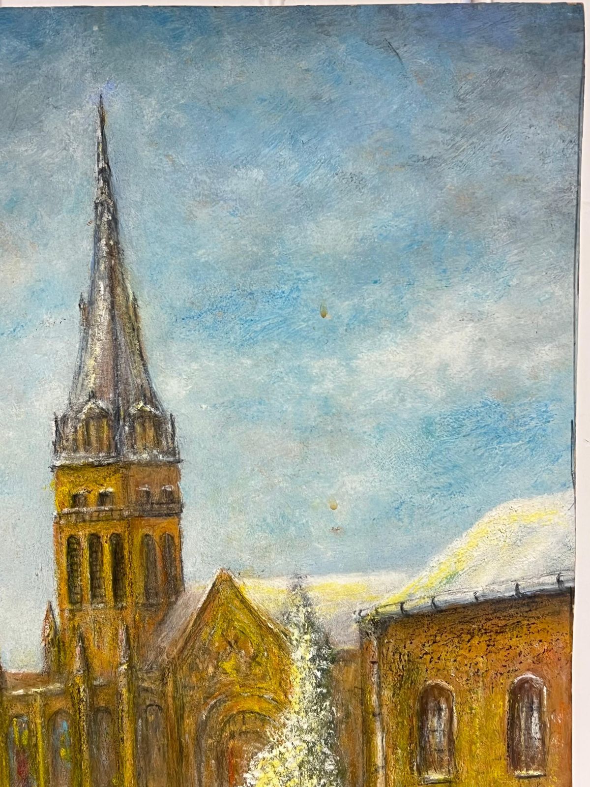 Jean Fouriesnow Covered Street Leading To The Church Yard Winter Oil Landscape Painting photo 484.0