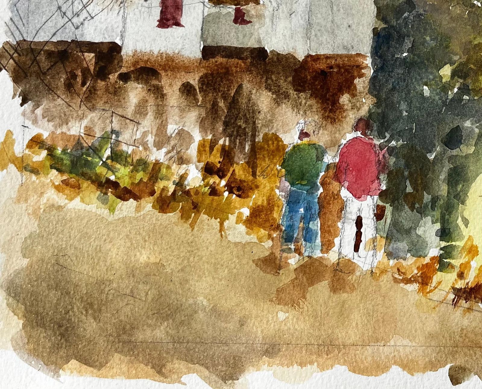 Anthony Herbertflatford Mill Suffolk Landscape With Figures And Thatched Cottage Watercolour photo Art