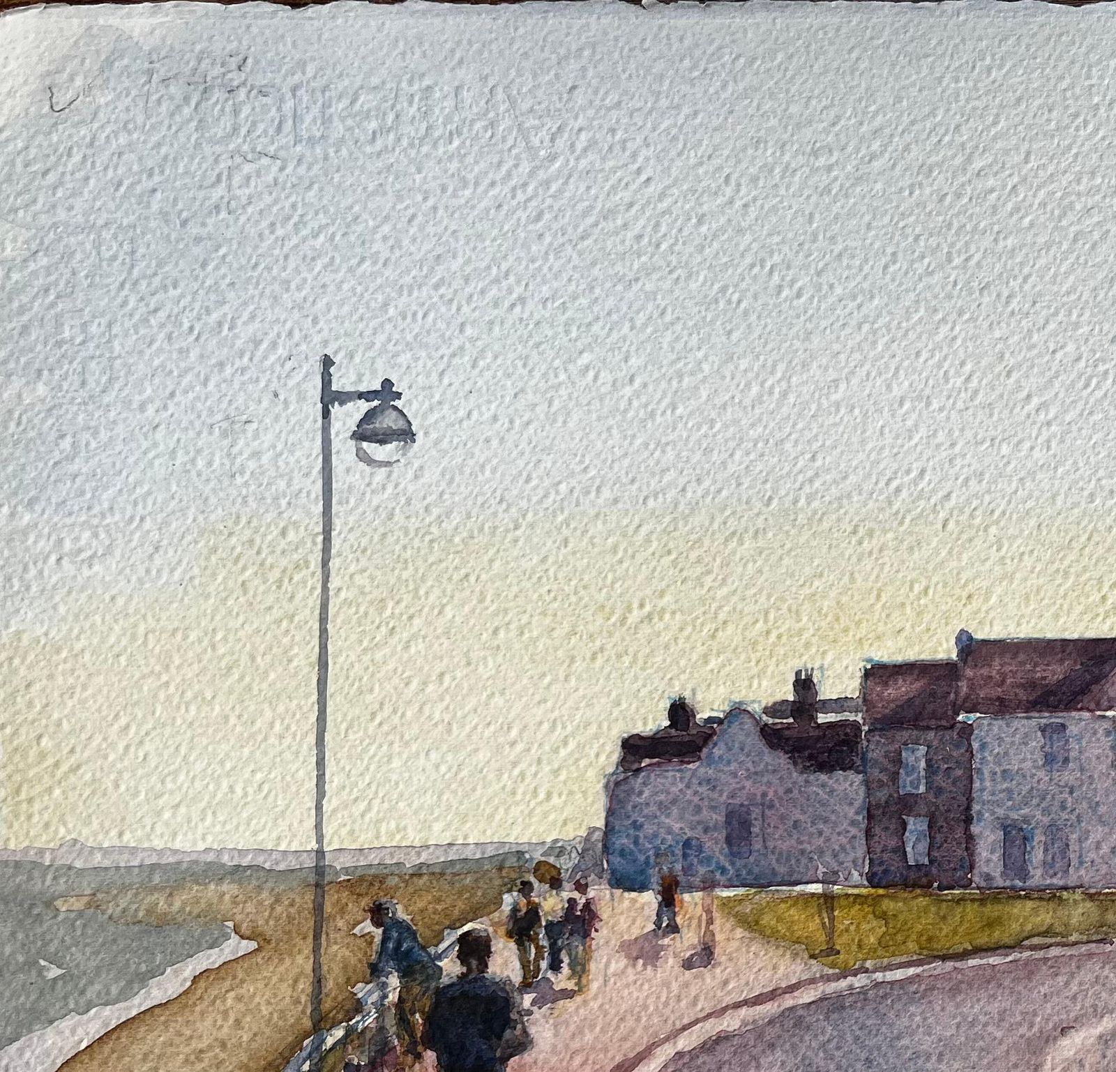 Anthony Herbertsouthwold Promenade In Early Morning Light With Figures And Seafront Houses photo Art