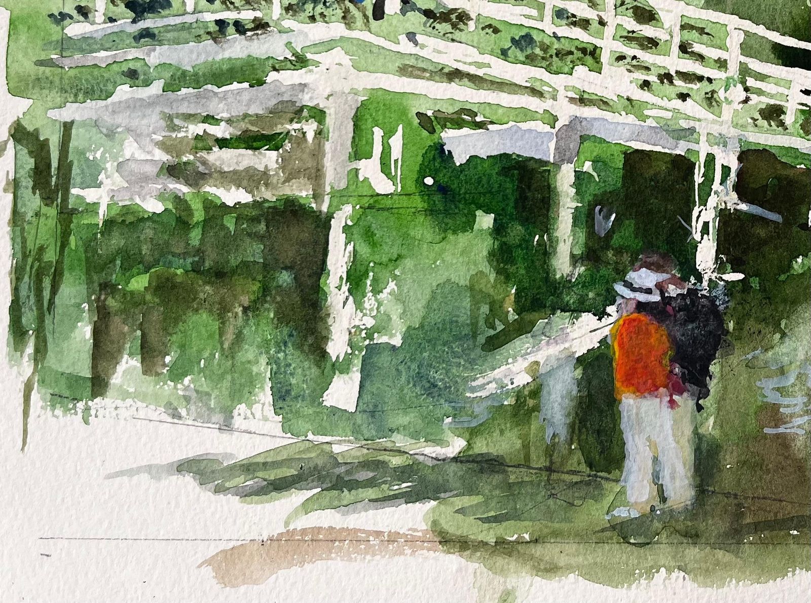Anthony Herbertflatford Mill Suffolk White Footbridge And Figures In Summer Landscape photo vinterior