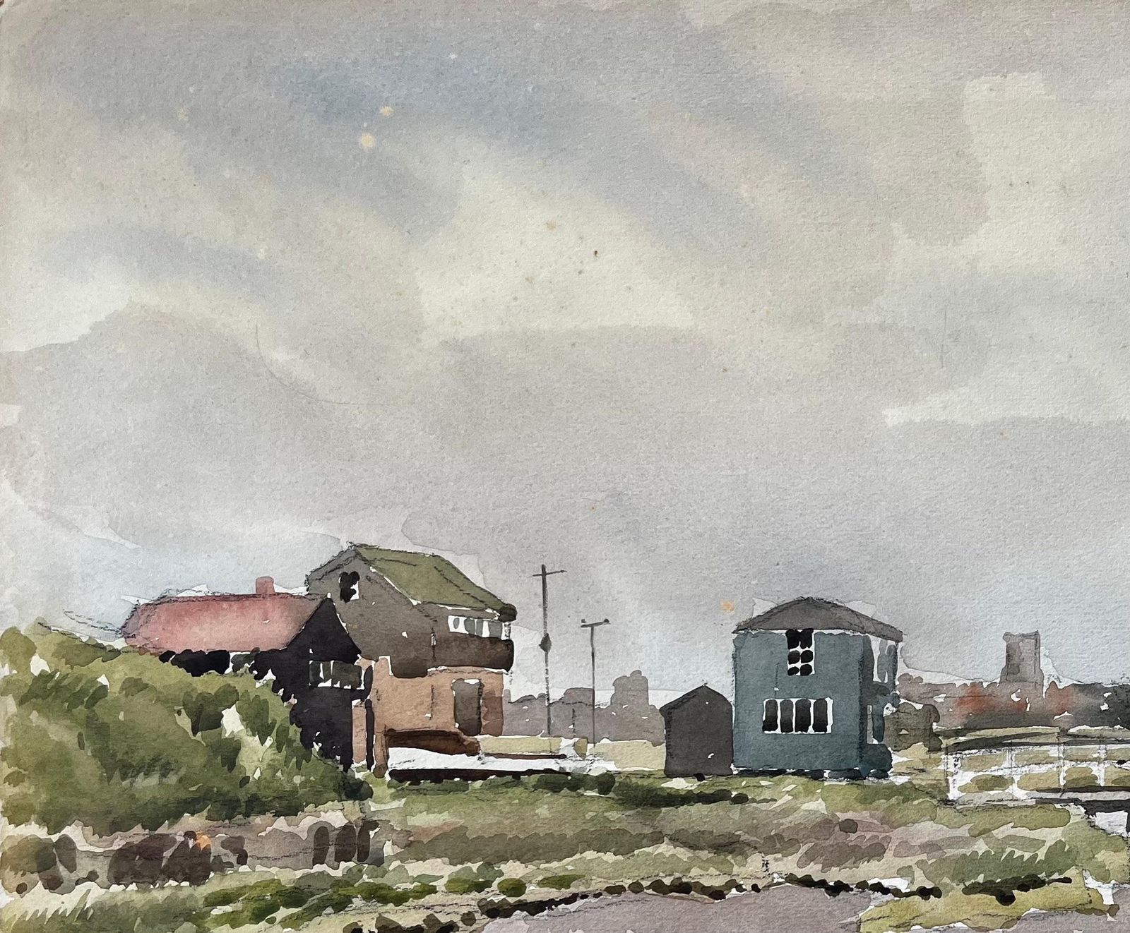 Anthony Herbertwalberswick Suffolk Coastal River Scene With Bridge And Village Watercolour 19811981 photo for sale