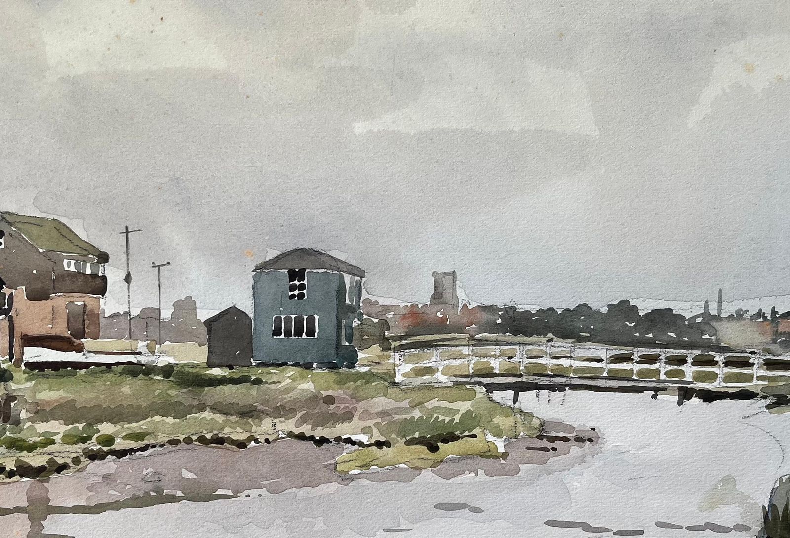 Anthony Herbertwalberswick Suffolk Coastal River Scene With Bridge And Village Watercolour 19811981 photo buy