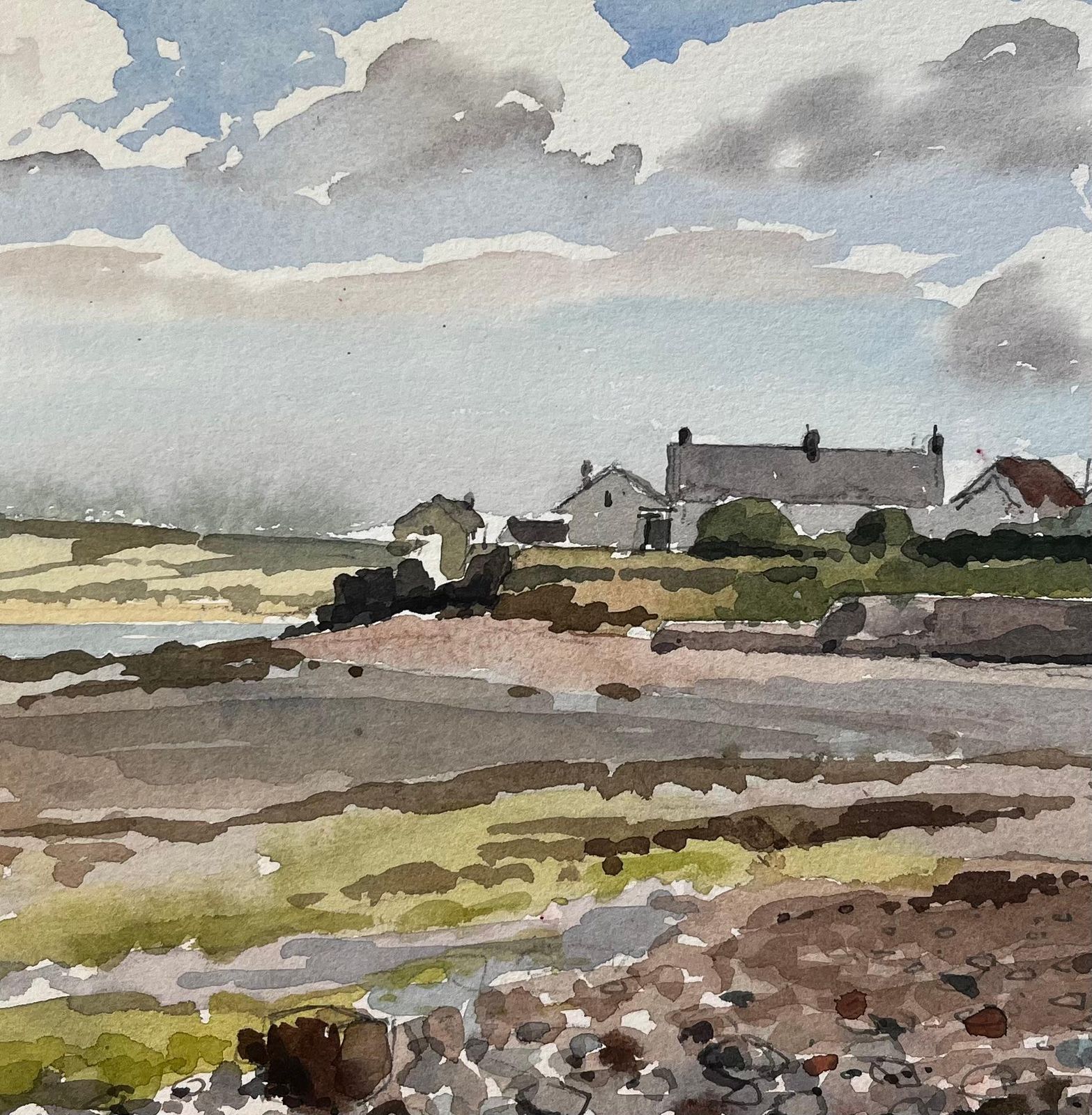 Anthony Herbert1987 Watercolour Of Appledore North Devon Estuary With Cottages And Shoreline1987 photo buy