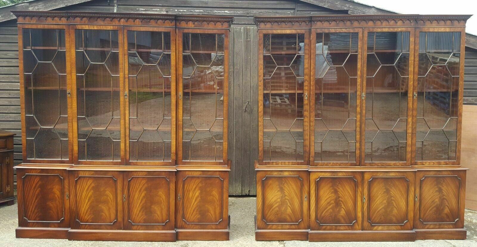 Matching Pair Of Breakfront Library Bookcases photo furniture