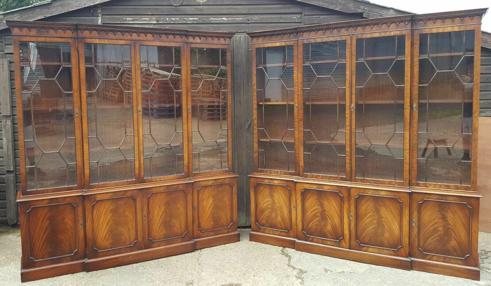 Matching Pair Of Breakfront Library Bookcases