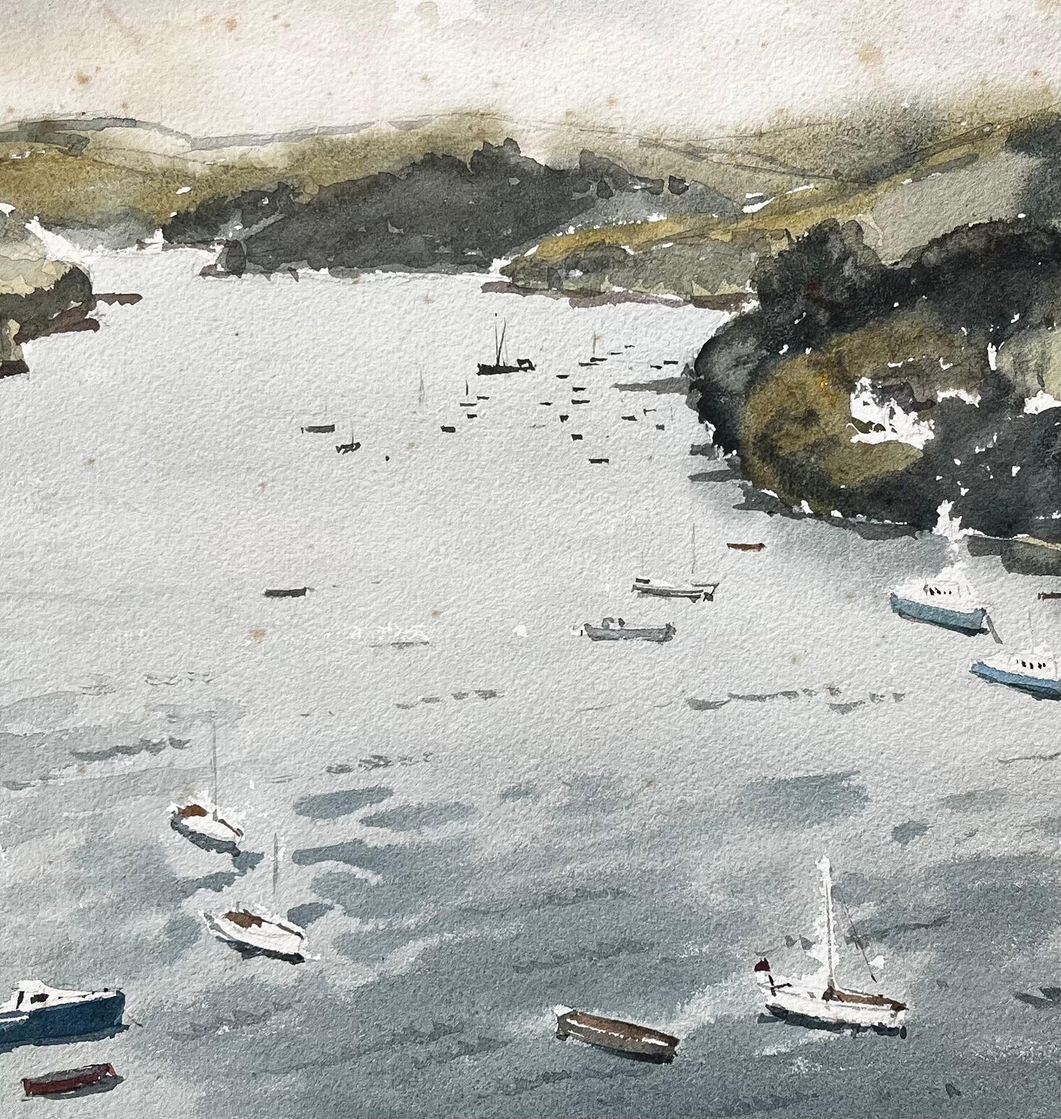 Anthony Herbert1963 Watercolour Of Salcombe Harbour Devon With Boats, Estuary And Hillside View1963 photo buy