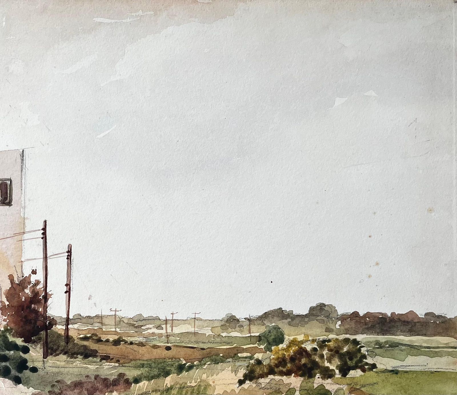 Anthony Herbertbritish Village Edge Red Roof Houses And Rural Track Watercolour Landscape photo vinterior