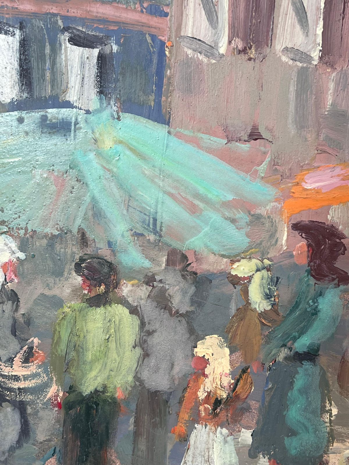Fanch Lelfigures At The Summer's Day French Parasol Market Landscape Oil Painting photo Art