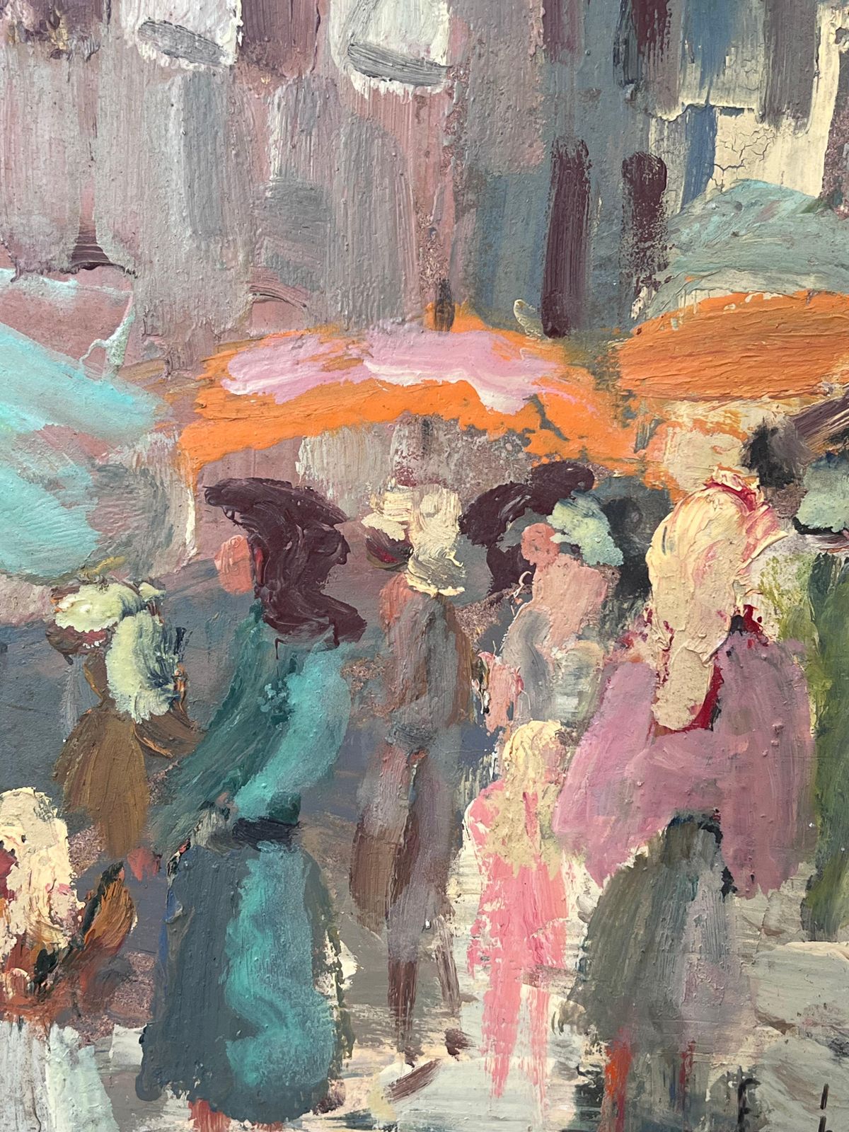 Fanch Lelfigures At The Summer's Day French Parasol Market Landscape Oil Painting photo 692.0