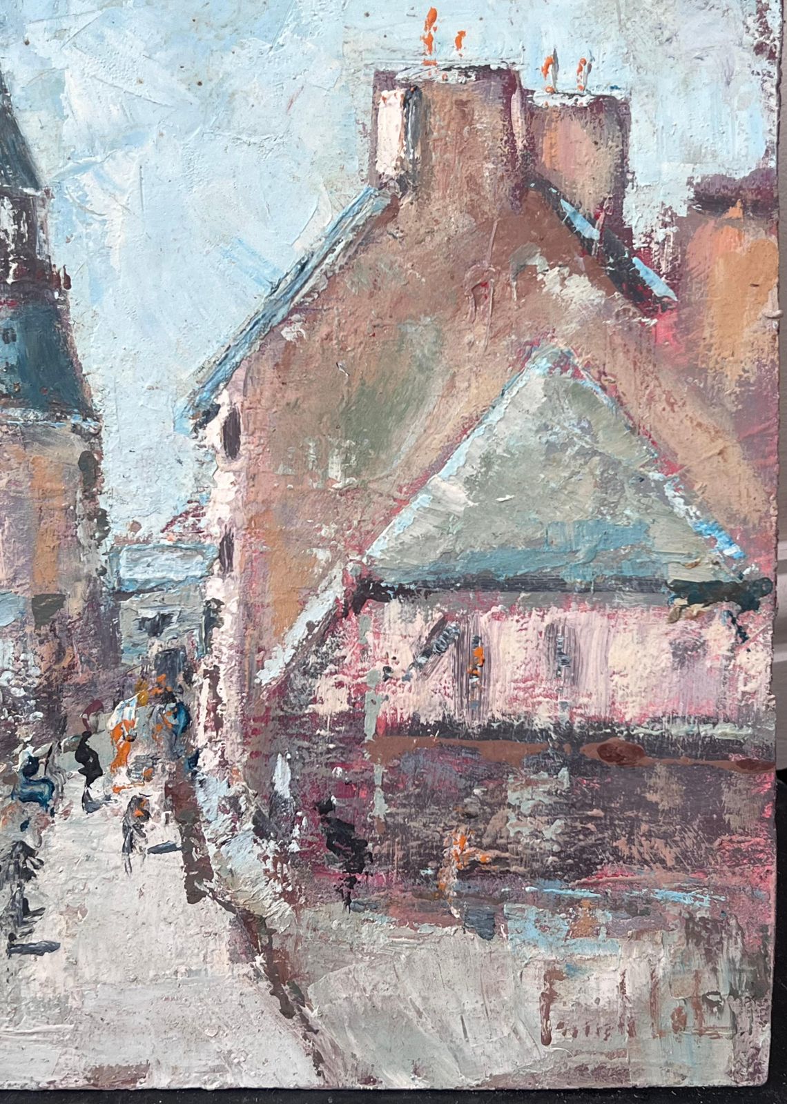 Fanch Lelimpressionist View Of A French Village And Tower With Street Figures Painting photo Art