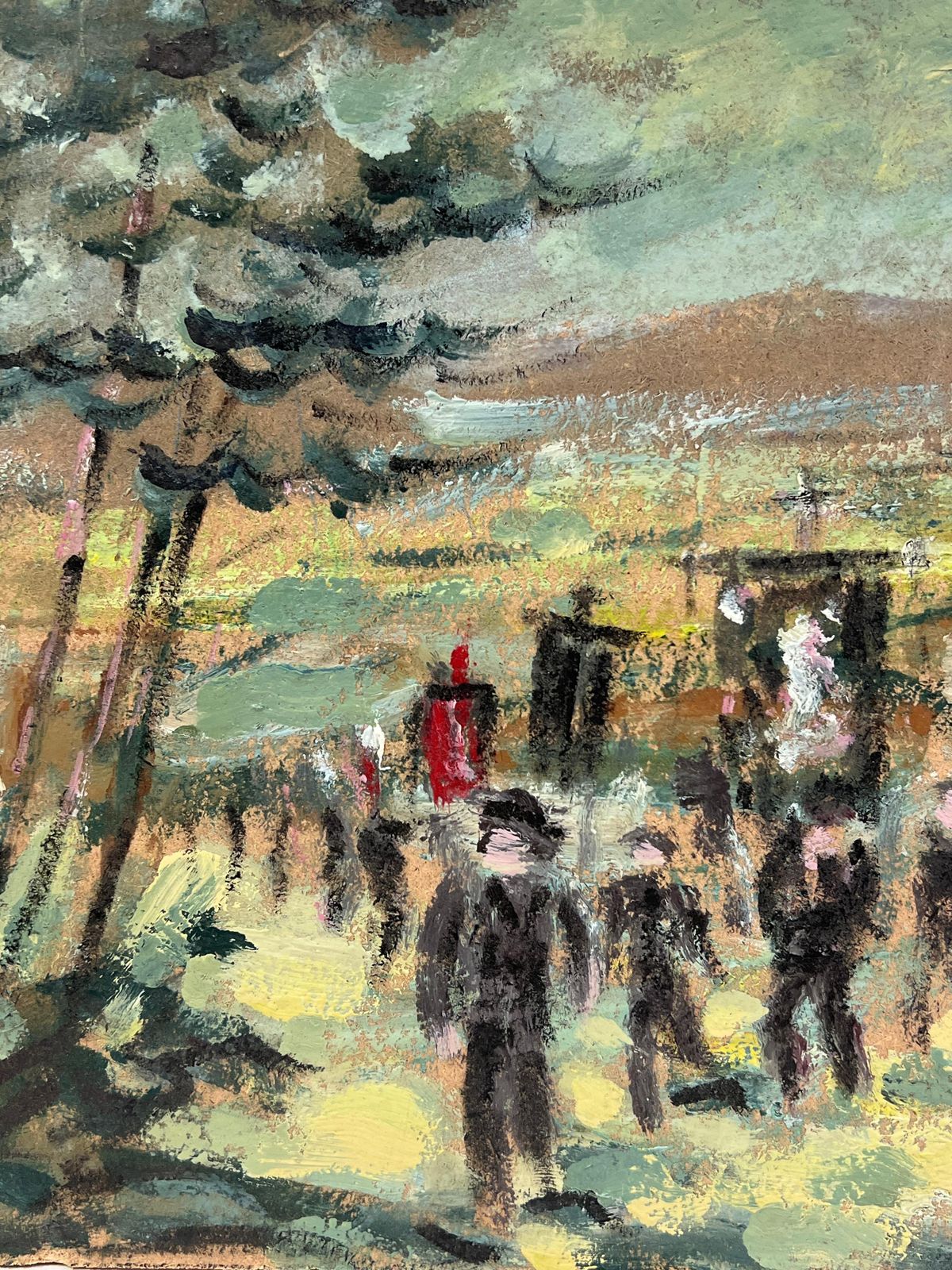 Fanch Lelfigures Walking Through The Parade In The French Green Village Oil Painting photo buy
