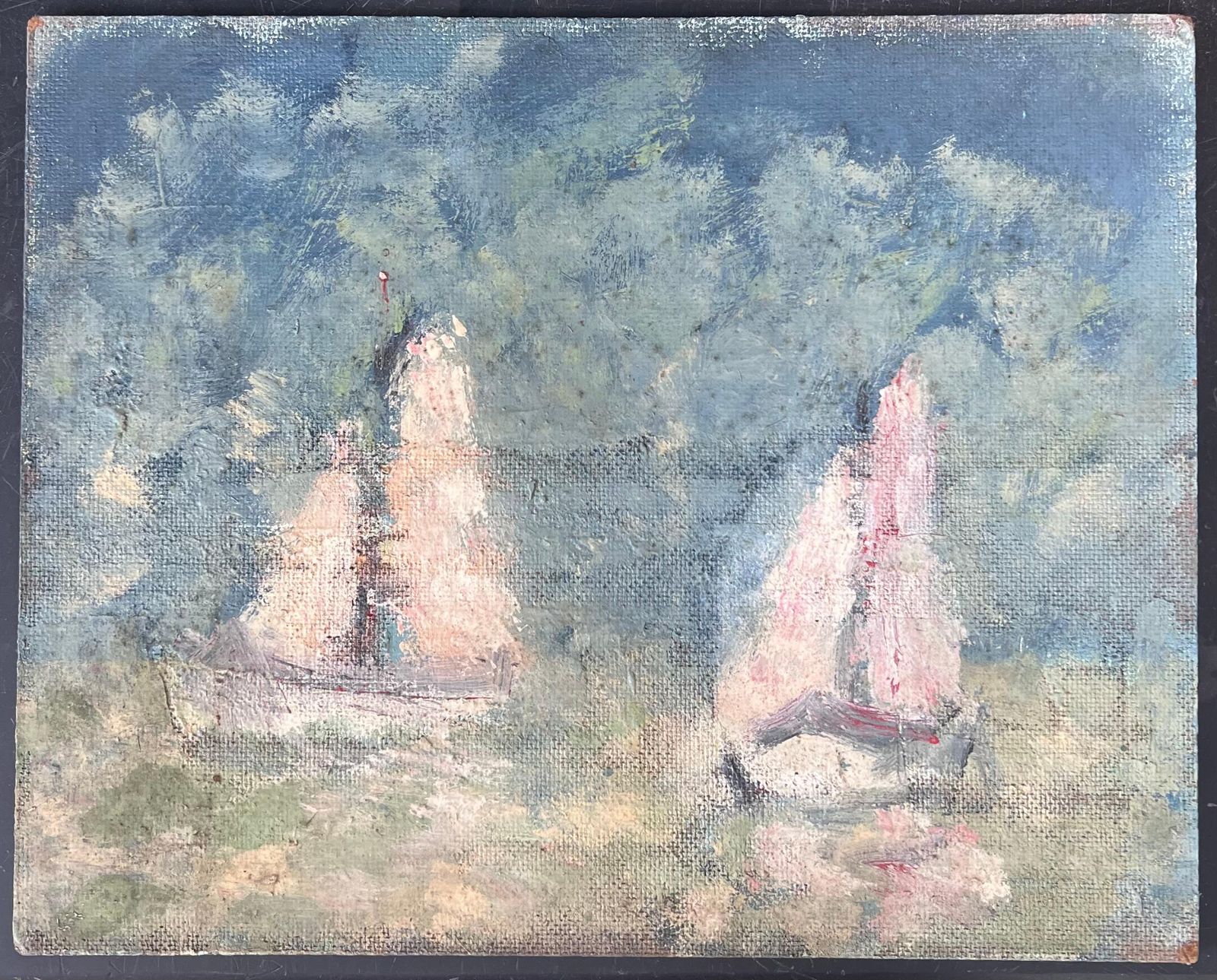 Fanch Lelwhite Sailing Boats In Summer Blue Cloudy Seas Impressionist French Oil Painting photo furniture