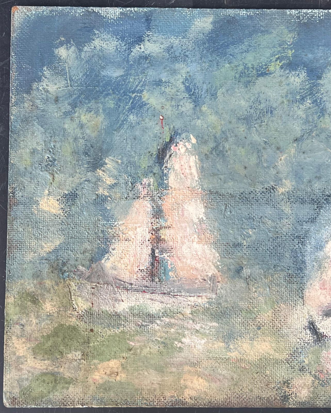 Fanch Lelwhite Sailing Boats In Summer Blue Cloudy Seas Impressionist French Oil Painting photo 402.0