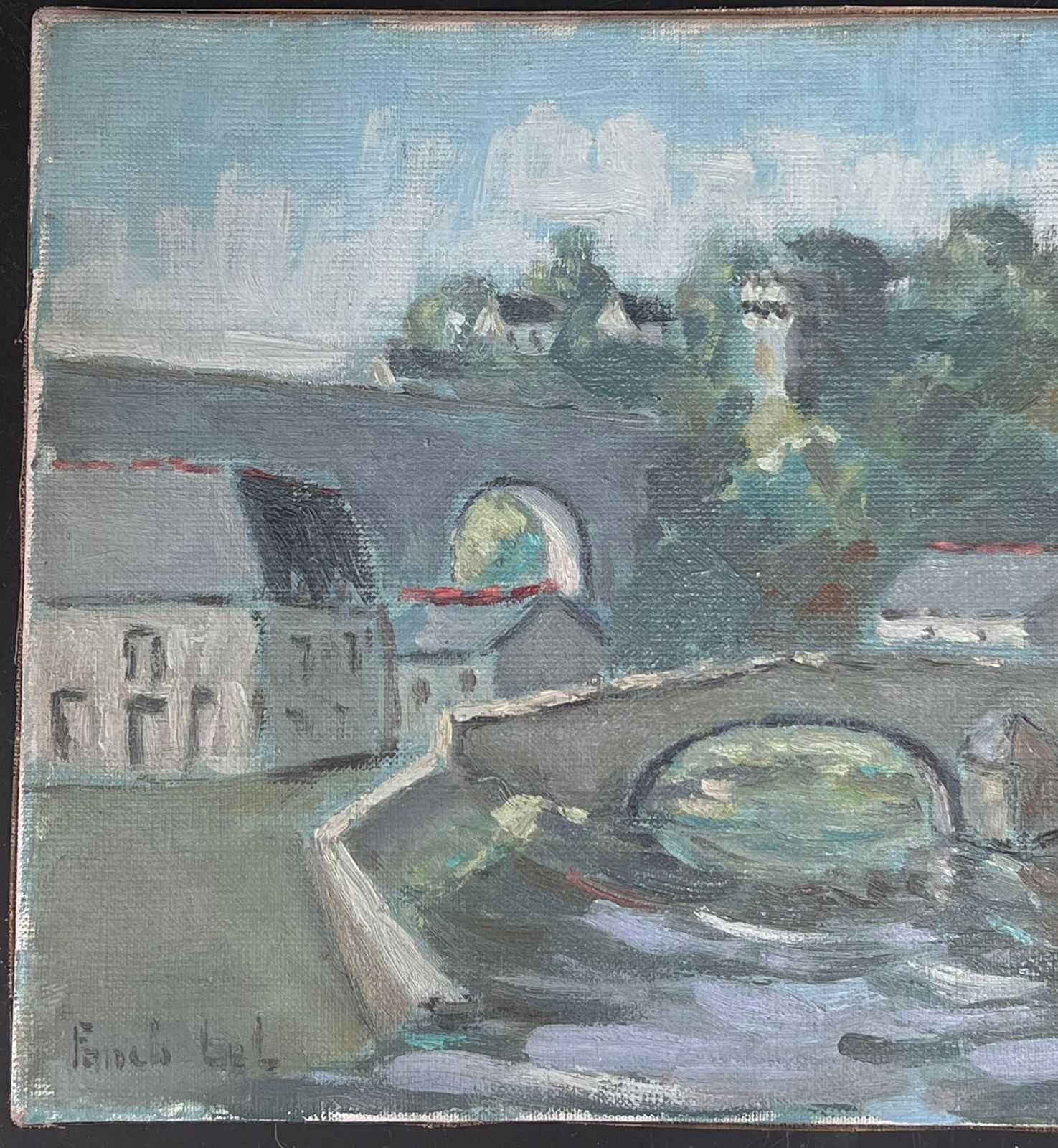 Fanch Lelgentle View Of Pont Aven Bridge Brittany France Landscape Oil Painting photo Art