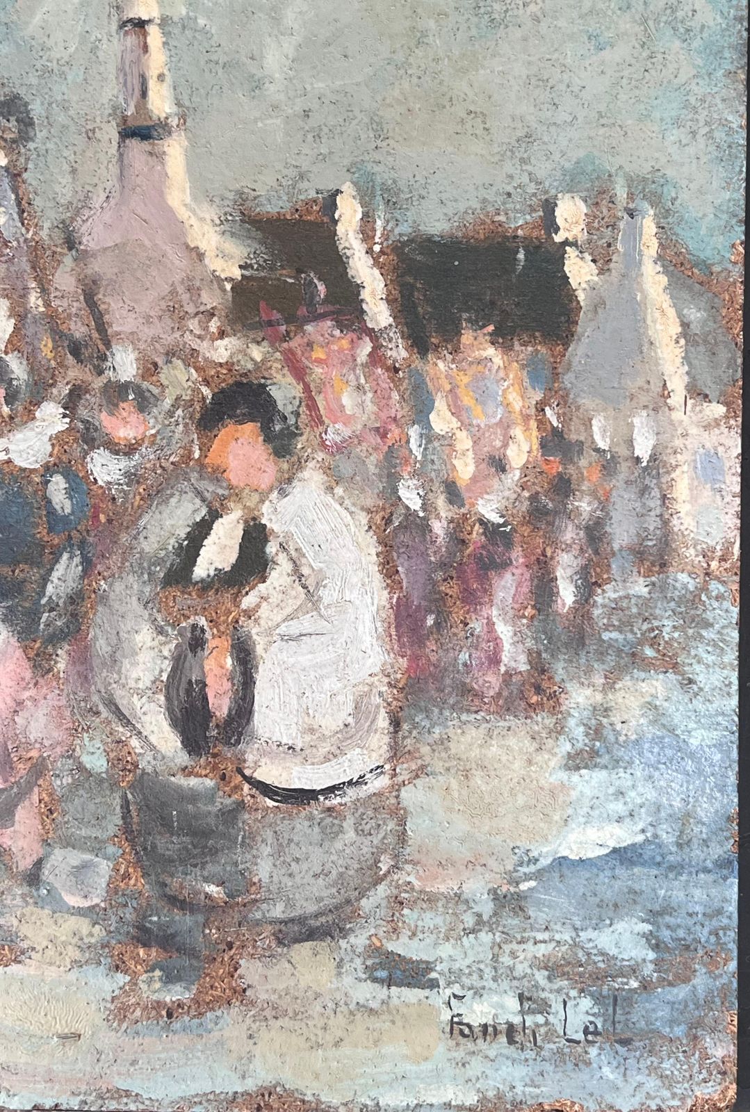 Fanch Lelfigures Marching In Religious Parade Through A French Village Oil Painting photo 417.0