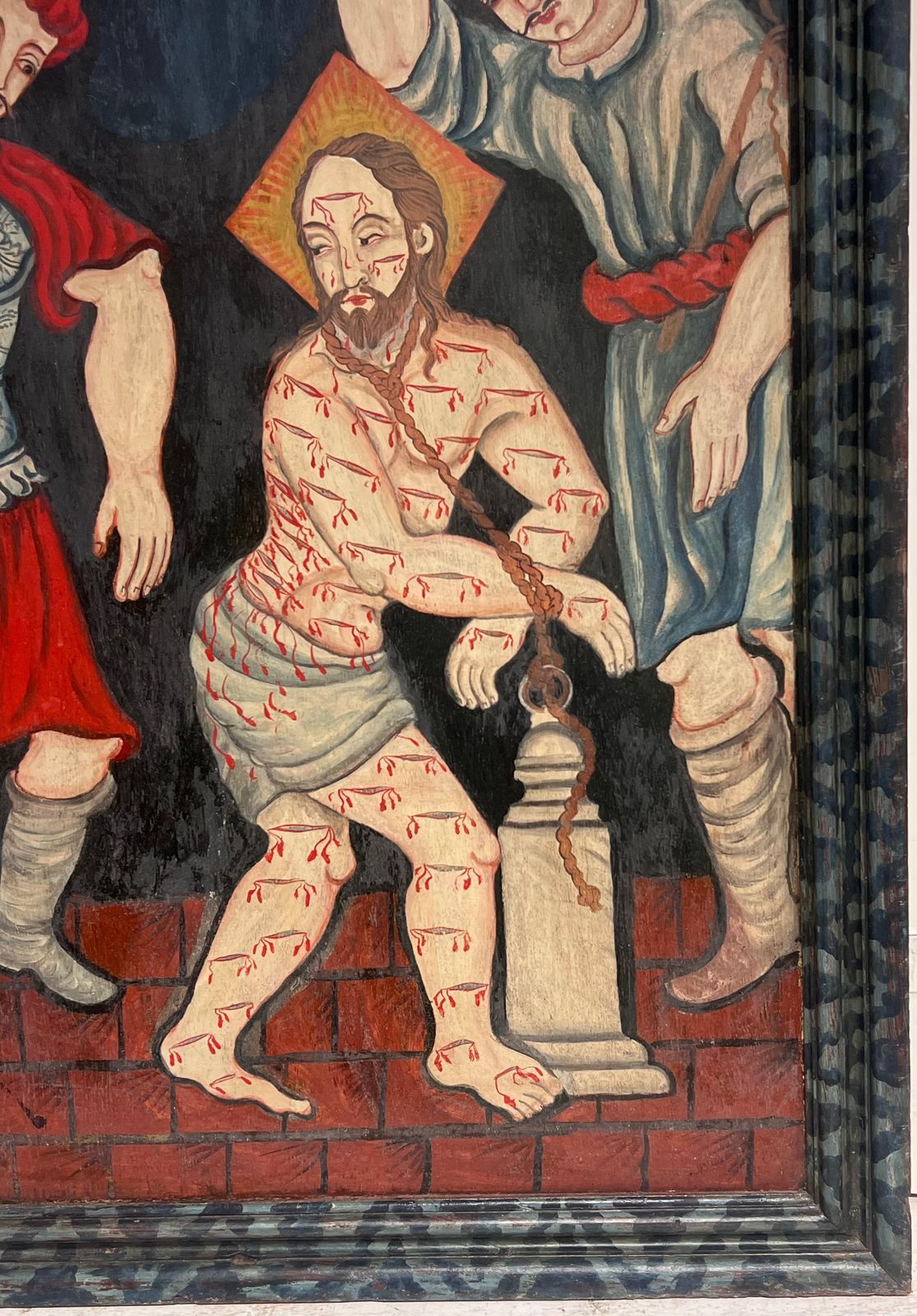 photo furniture 19th Century European Schoolthe Flagellation Of Christ Antique Oil On Wood Panel Painting