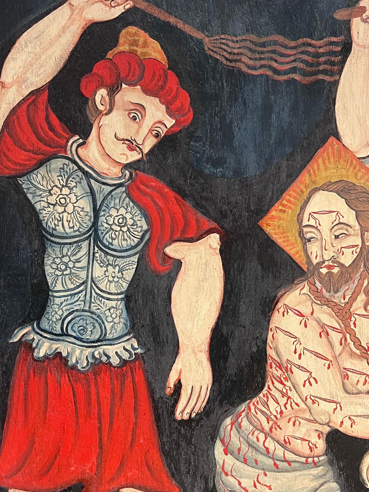 Art 19th Century European Schoolthe Flagellation Of Christ Antique Oil On Wood Panel Painting photo