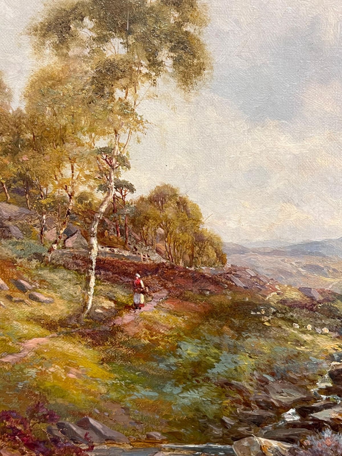 Harry Sticksfine Victorian British Oil Painting 1896 Figure Walking Highland River Pathway1896 photo 1030.0
