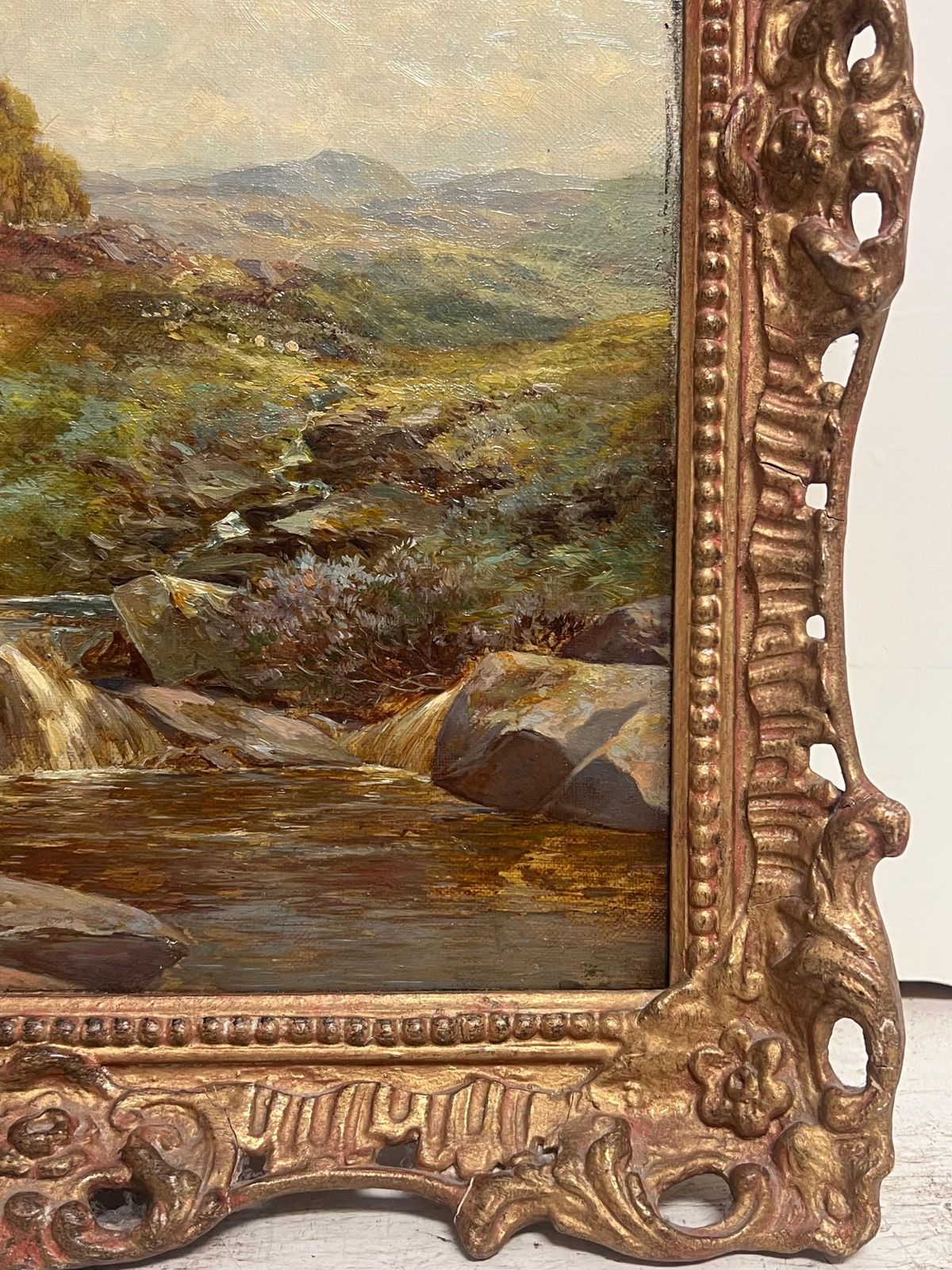 photo furniture Harry Sticksfine Victorian British Oil Painting 1896 Figure Walking Highland River Pathway1896