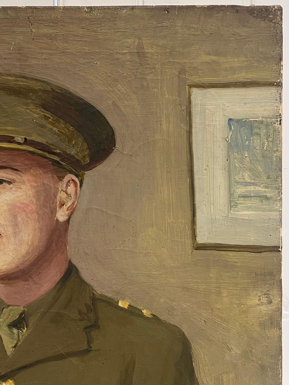 Kathleen Emily Temple Bird (British 1879   1962)portrait Of Ww11 British Army Officer Soldier Antique English Oil Painting photo vinterior