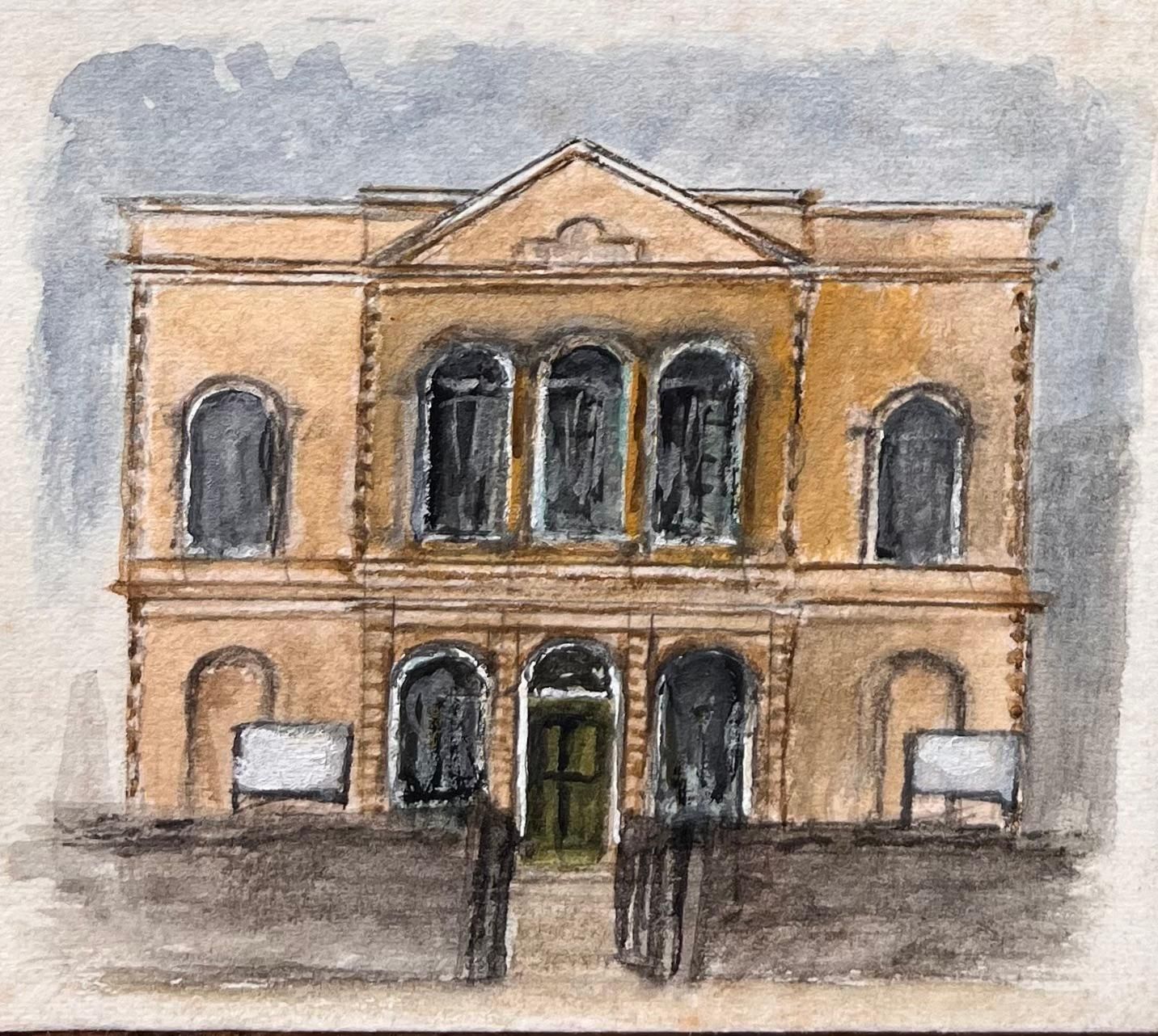 Jack Grunwellset Of Four Miniature Watercolors Of Corn Street And Churches In Bristol photo Art