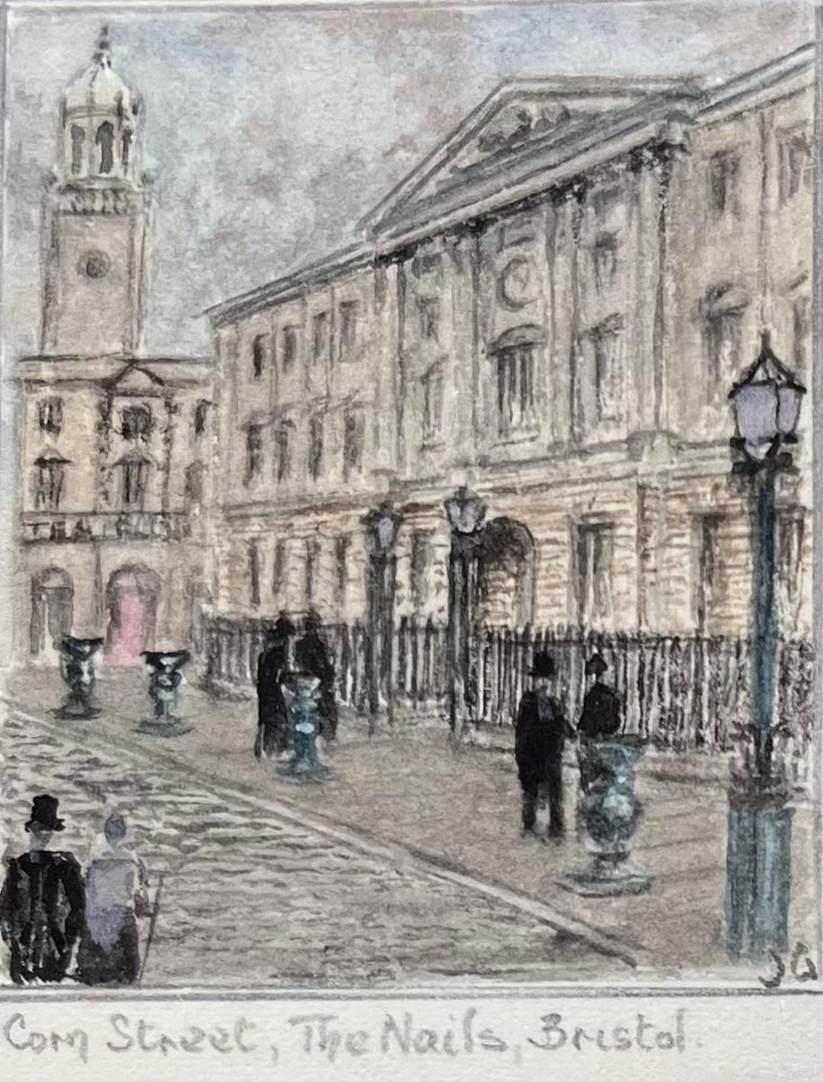 Jack Grunwellset Of Four Miniature Watercolors Of Bristol Civic And Historic Landmarks photo for sale