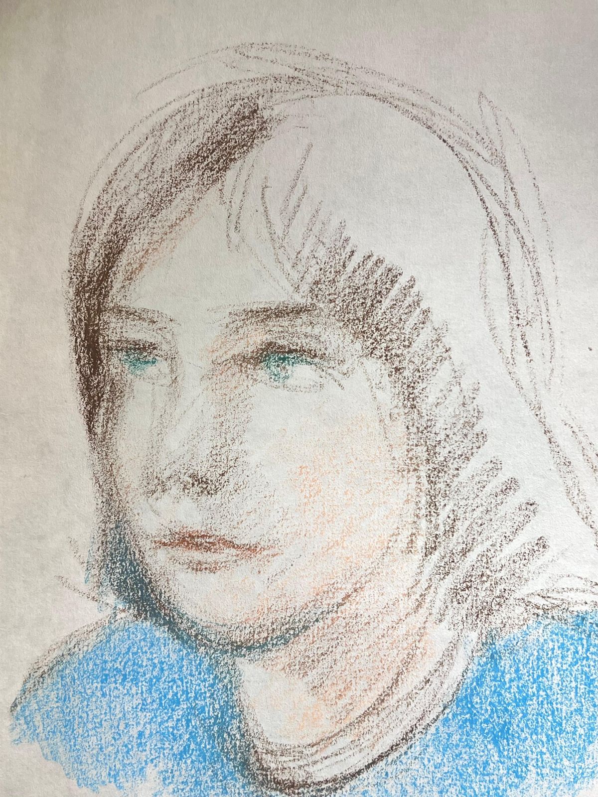 Akos Biro20th Century French Expressionist Portrait Of A Blue Eyed Girl In Blue Sketch photo for sale