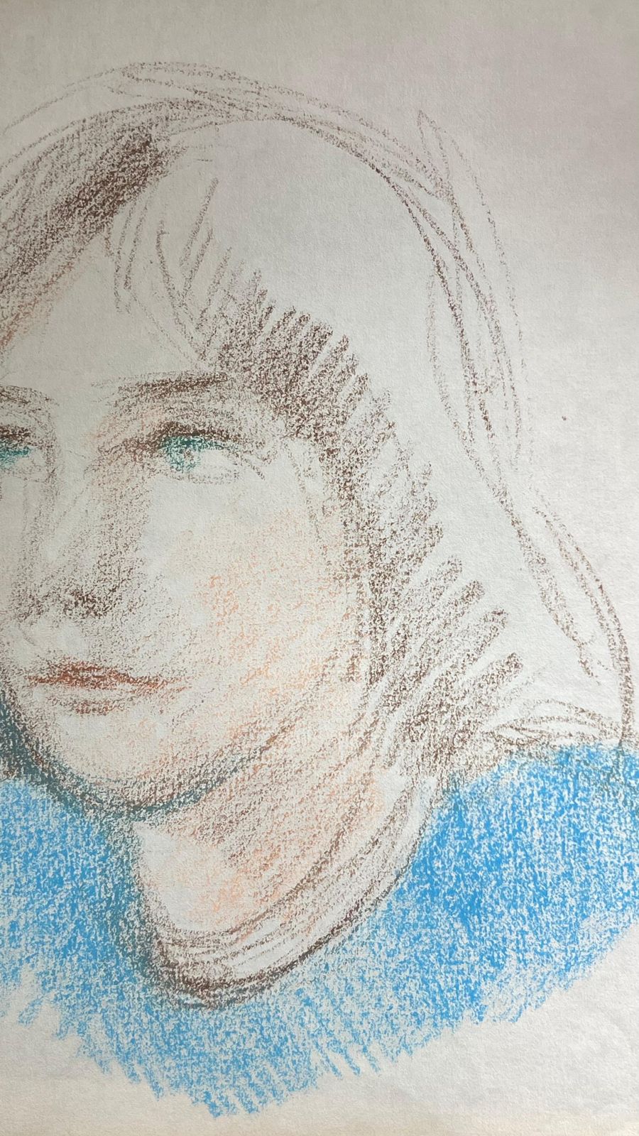 Akos Biro20th Century French Expressionist Portrait Of A Blue Eyed Girl In Blue Sketch photo 250.0