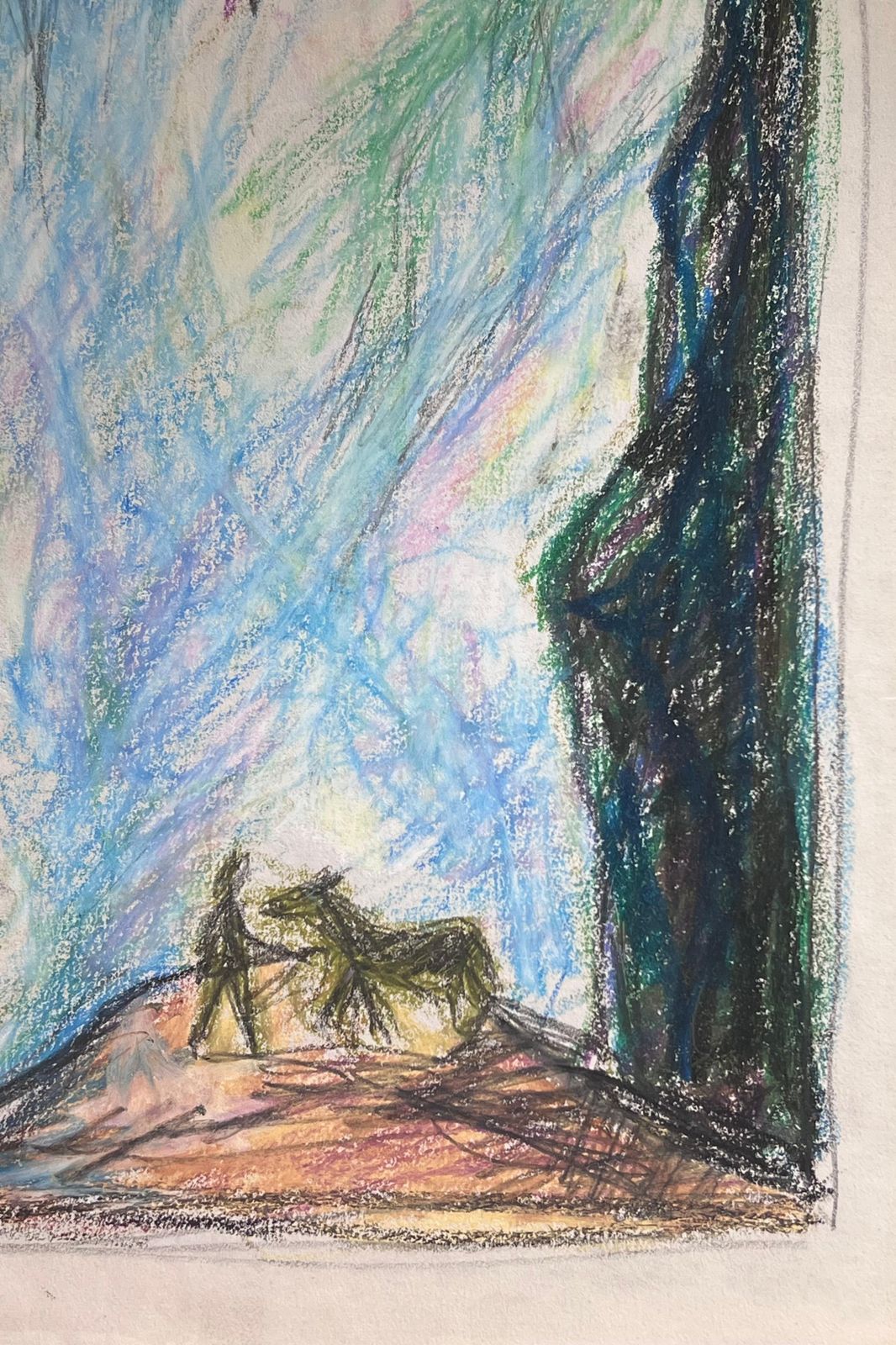 Akos Biro20th Century French Expressionist Figure & Horse In Gloomy Blue Cave photo buy