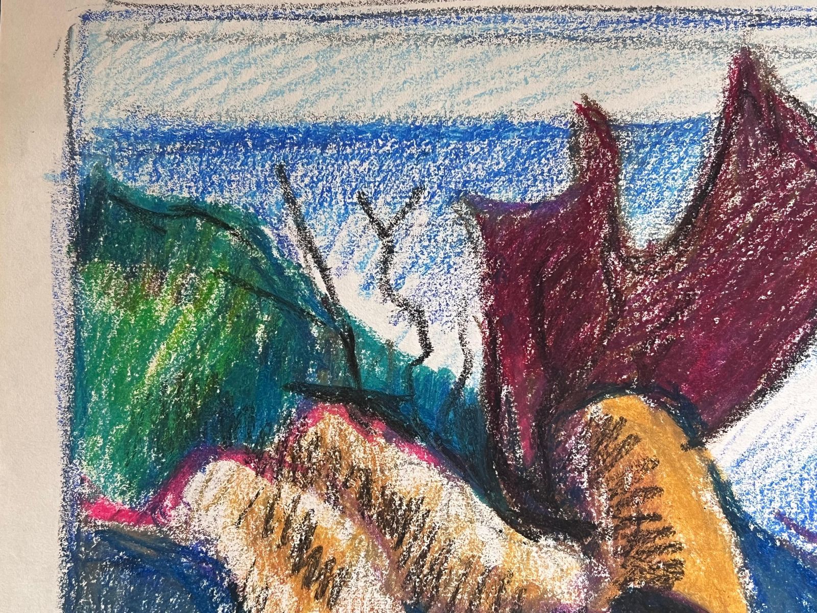 Akos Biro20th Century French Expressionist Coral & Rock Abstract Pastel Landscape photo for sale