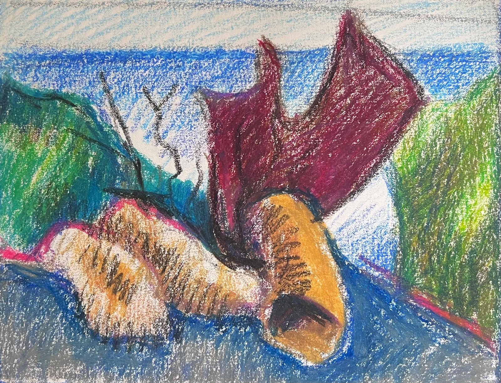 Akos Biro20th Century French Expressionist Coral & Rock Abstract Pastel Landscape photo 254.0